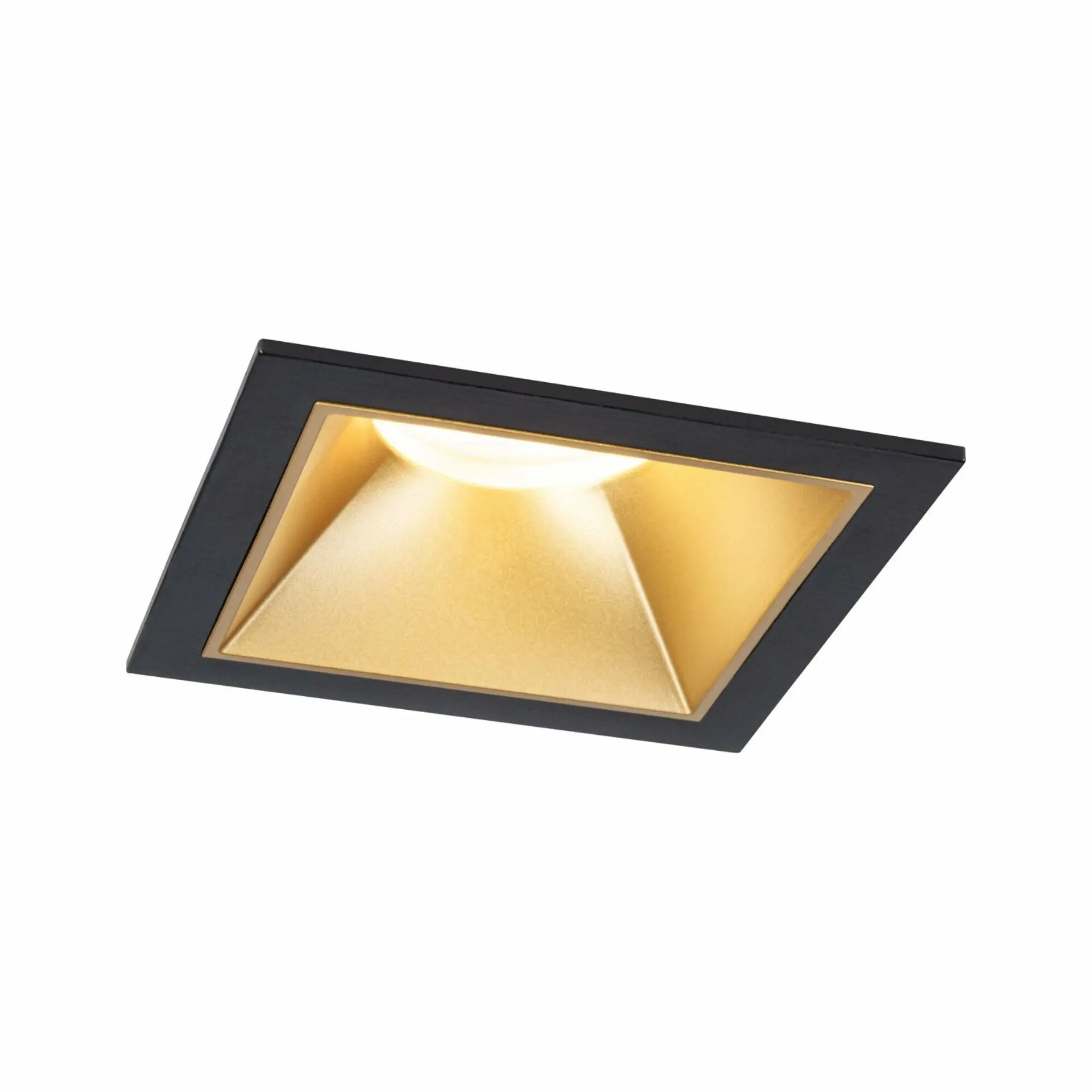 P 93131 LED vestavné svítidlo 3-krokové-stmívatelné Cole Coin IP44 hranaté 88x88mm Coin 6W 230V stmívatelné 2700K černá/zlatá mat - PAULMANN