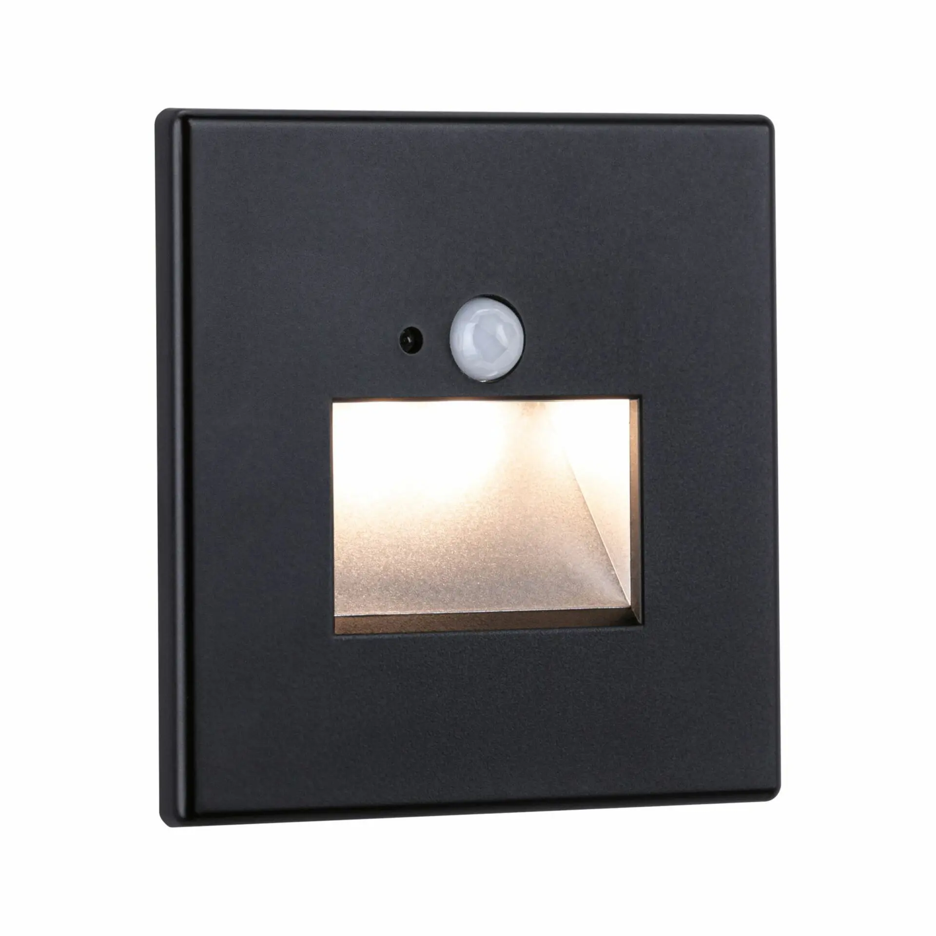 P 93135 LED vestavné svítidlo do zdi Edge Quadro hranaté se senzorem 8x8cm 1,2W 230V 2700K černá mat - PAULMANN