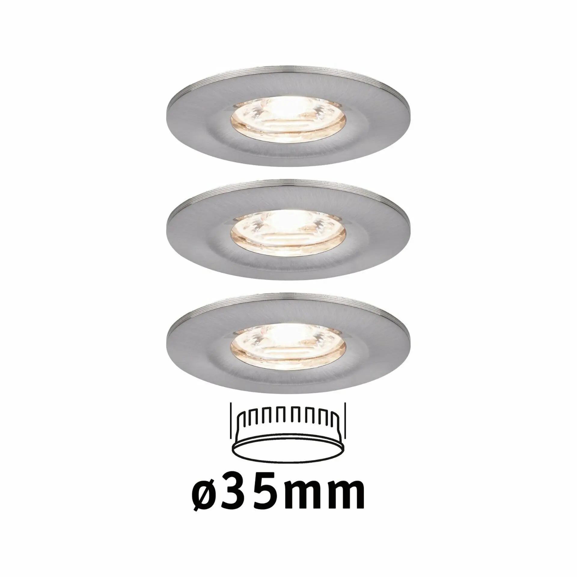 P 94301 LED vestavné svítidlo Nova mini nevýklopné IP44 3x4W 2.700K kov kartáčovaný 230V - PAULMANN
