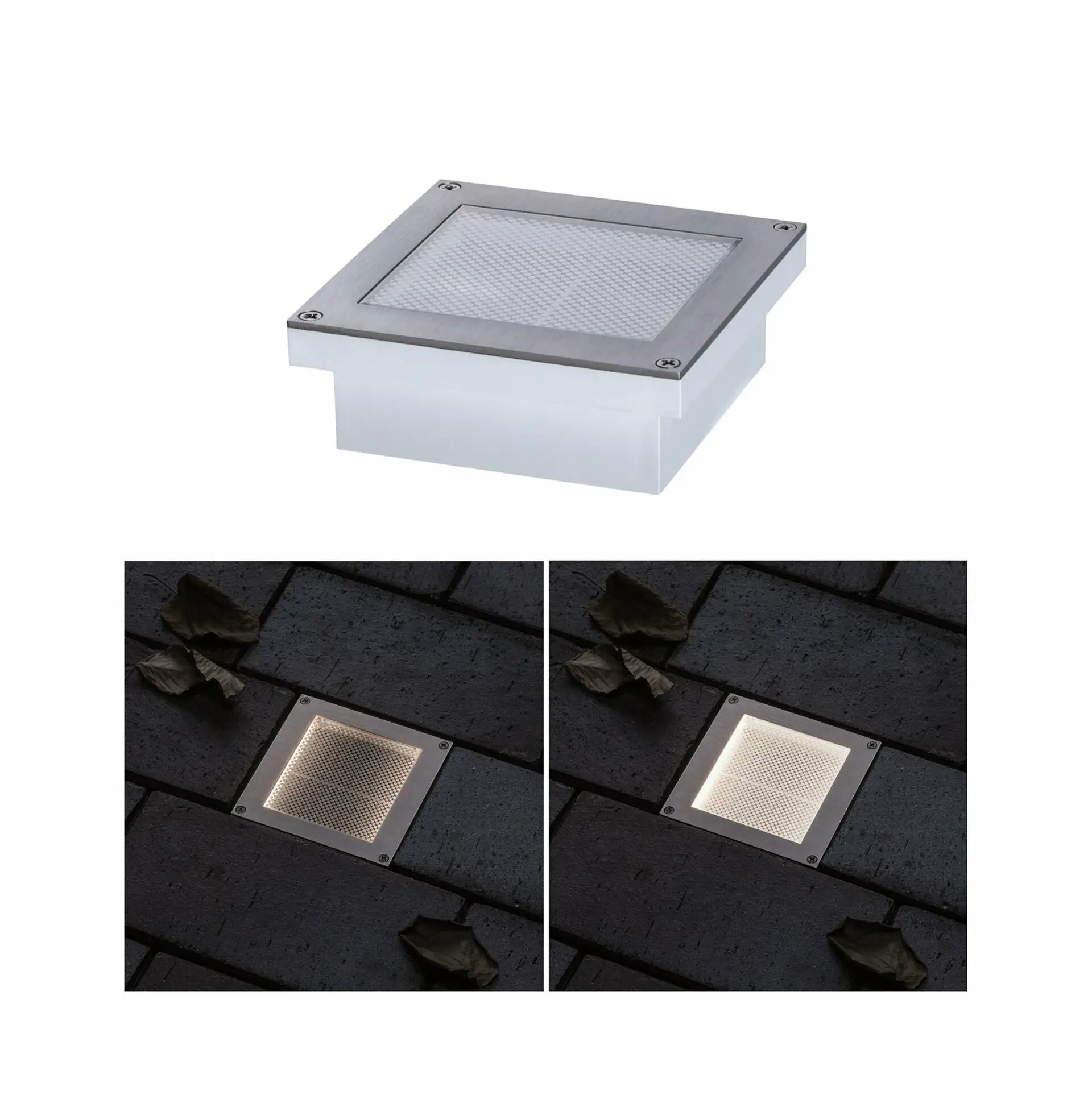 P 94336 Venkovní zemní svítidlo Brick 100 x 100 x 38 mm IP67 0,8W kov/ocel pohybové čidlo - PAULMANN
