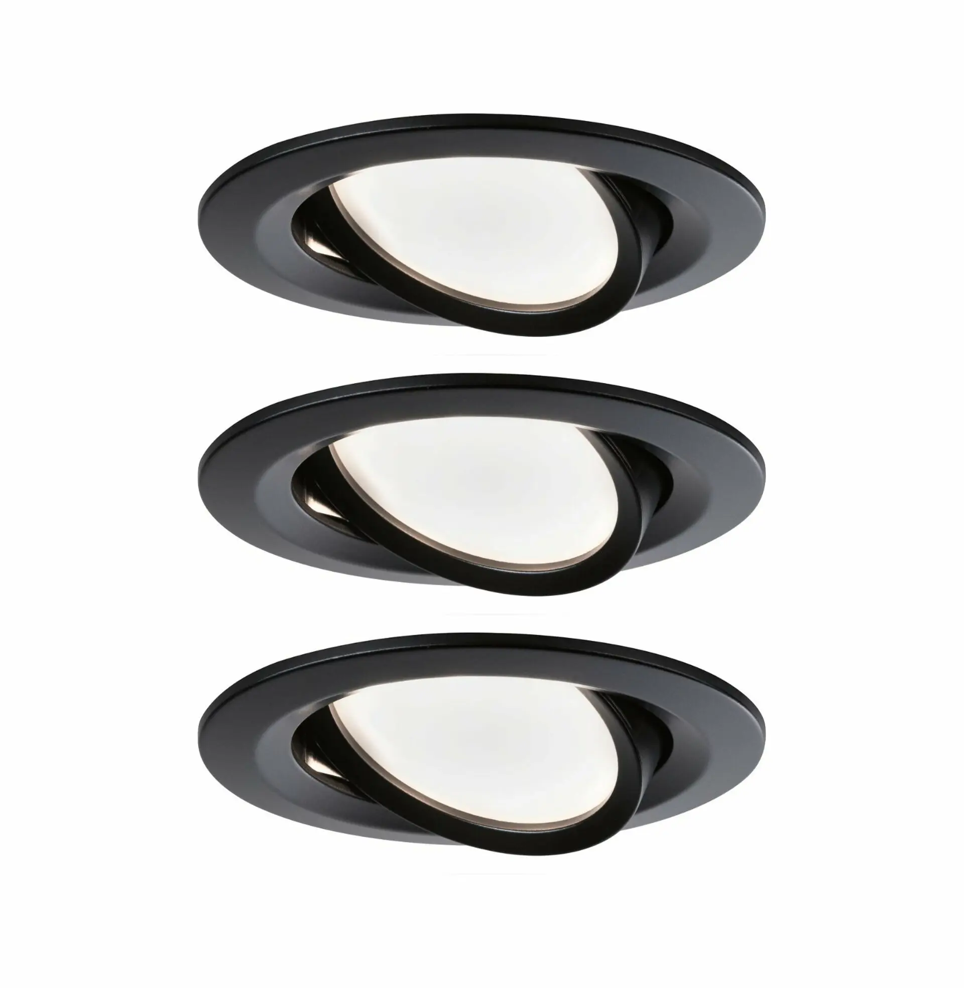 P 94471 LED vestavné svítidlo Nova kruhové 3x6,5W teplá bílá černá/mat výklopné 3ks sada - PAULMANN
