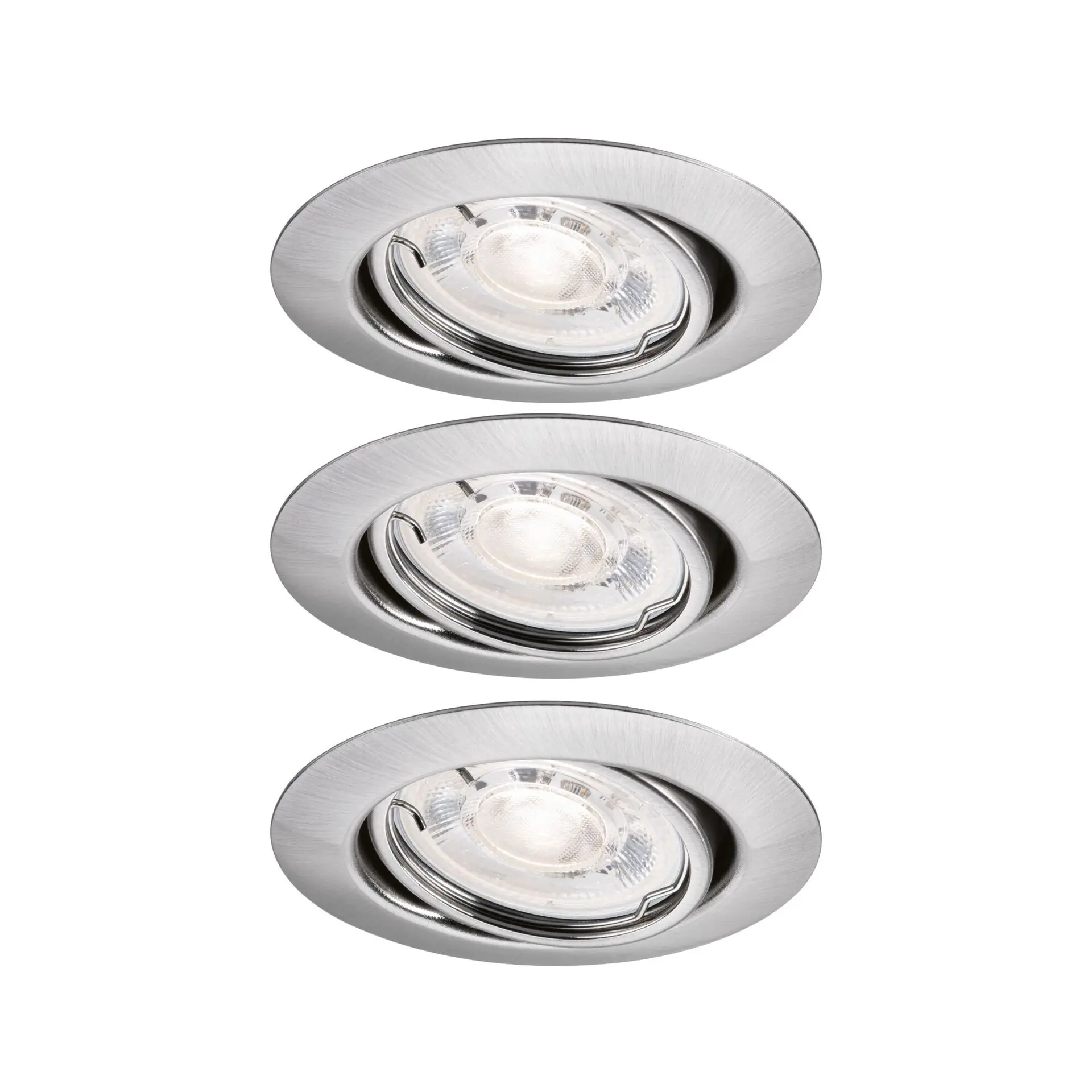 PAULMANN LED vestavné svítidlo Base GU10 Flat výklopné 3x4,9W 230V stmívatelné 2700K kov kartáčovaný