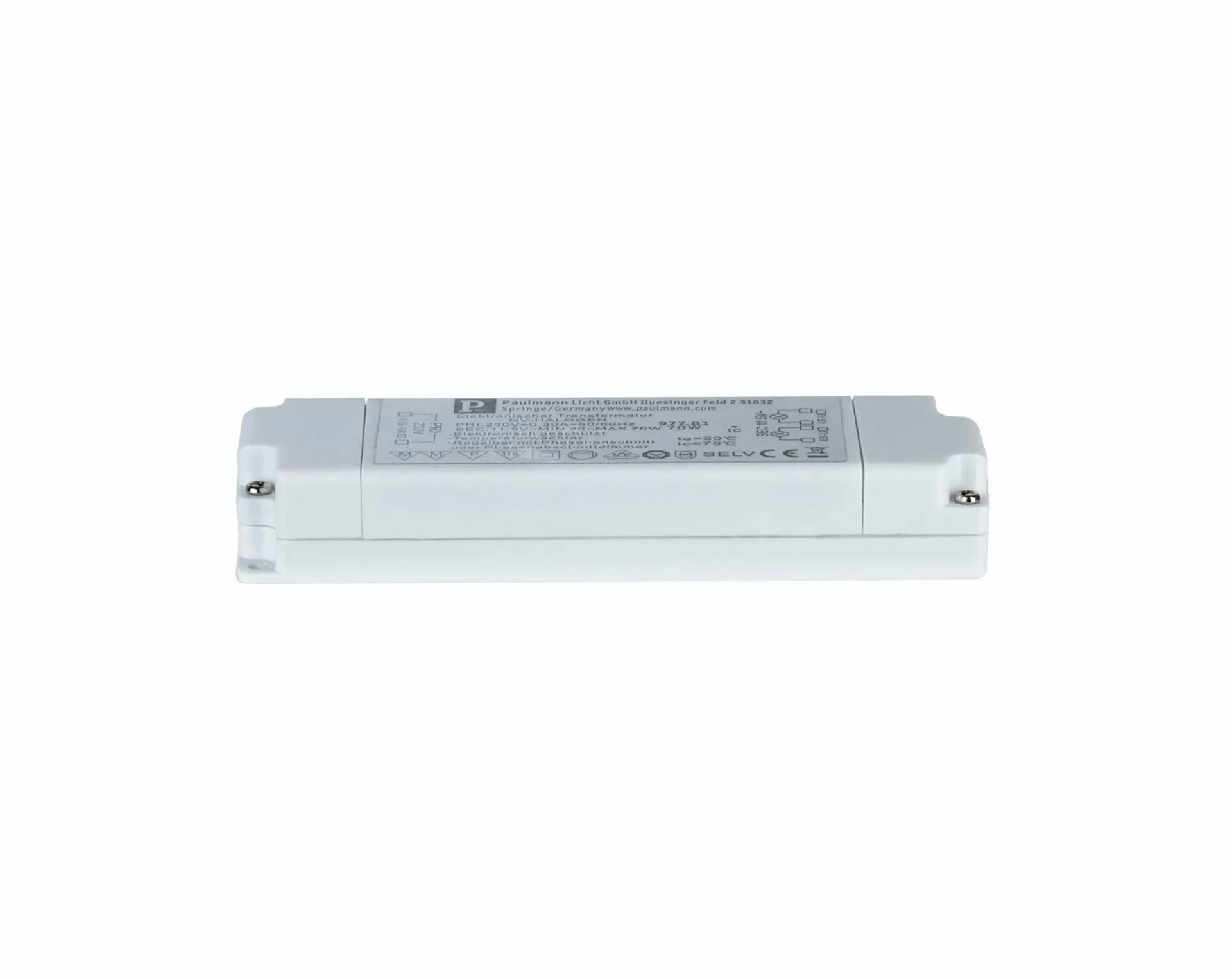 P 97781 VDE Euro Flat elektronický transformátor max.20-70W 230V 70VA bí - PAULMANN