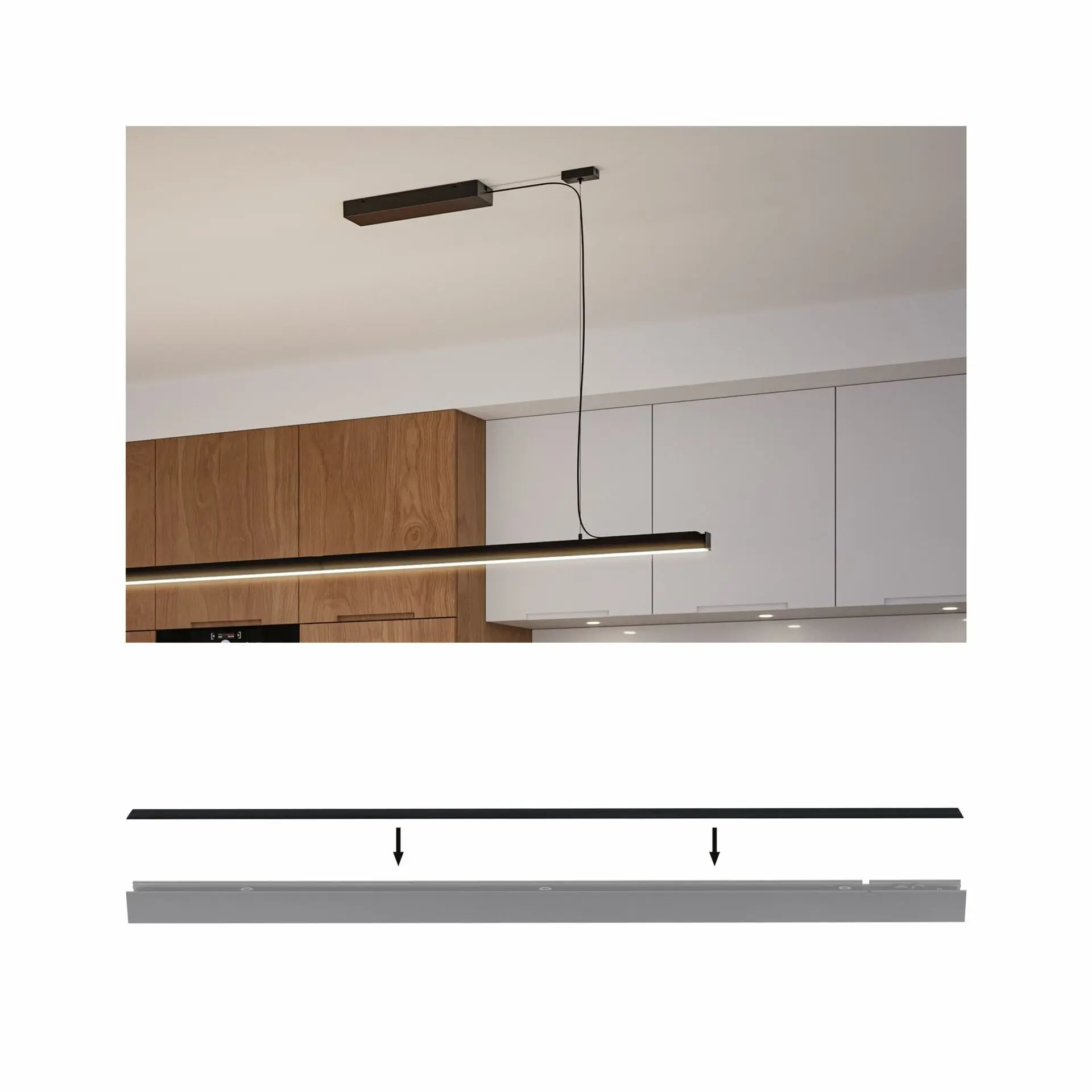 P 98208 Linion příslušenství rovný kryt černá mat 1000x36mm - PAULMANN