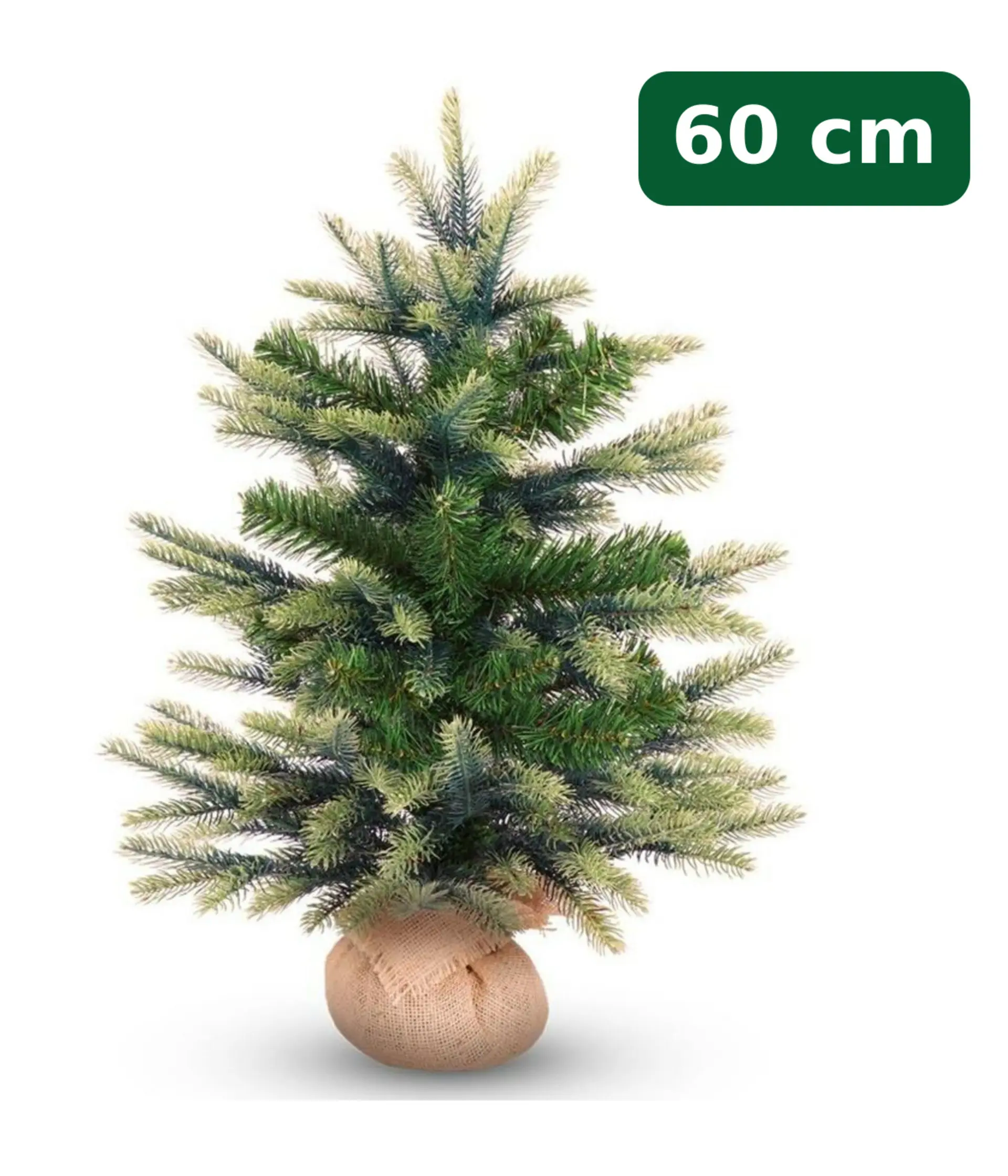 DecoLED Umělý vánoční stromek 60 cm, smrček Penny s 2D a 3D jehličím v jutovém obalu