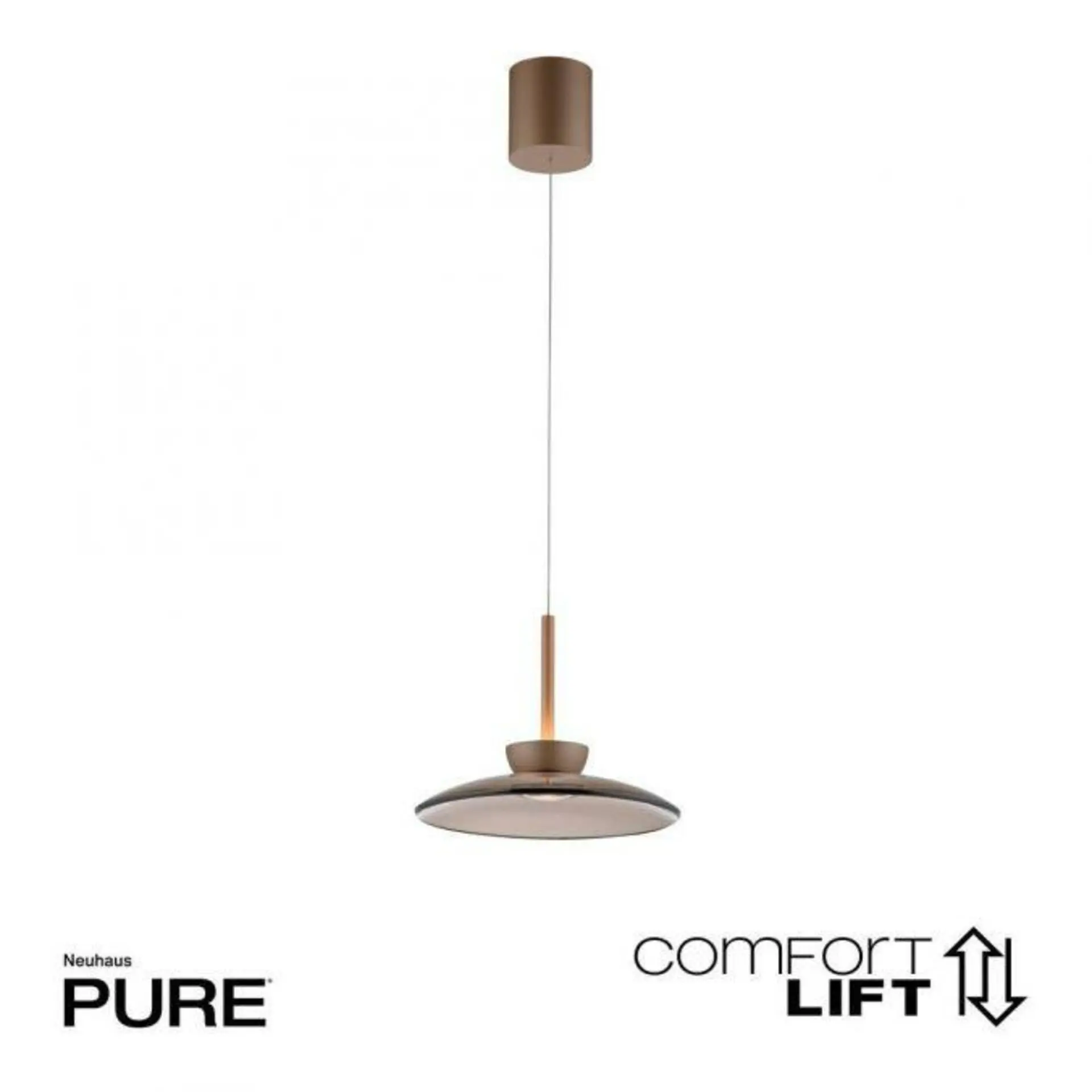 PAUL NEUHAUS LED závěsné svítidlo PURE Moon nastavitelná výška 2700K bronz / tmavý amber 2191-97