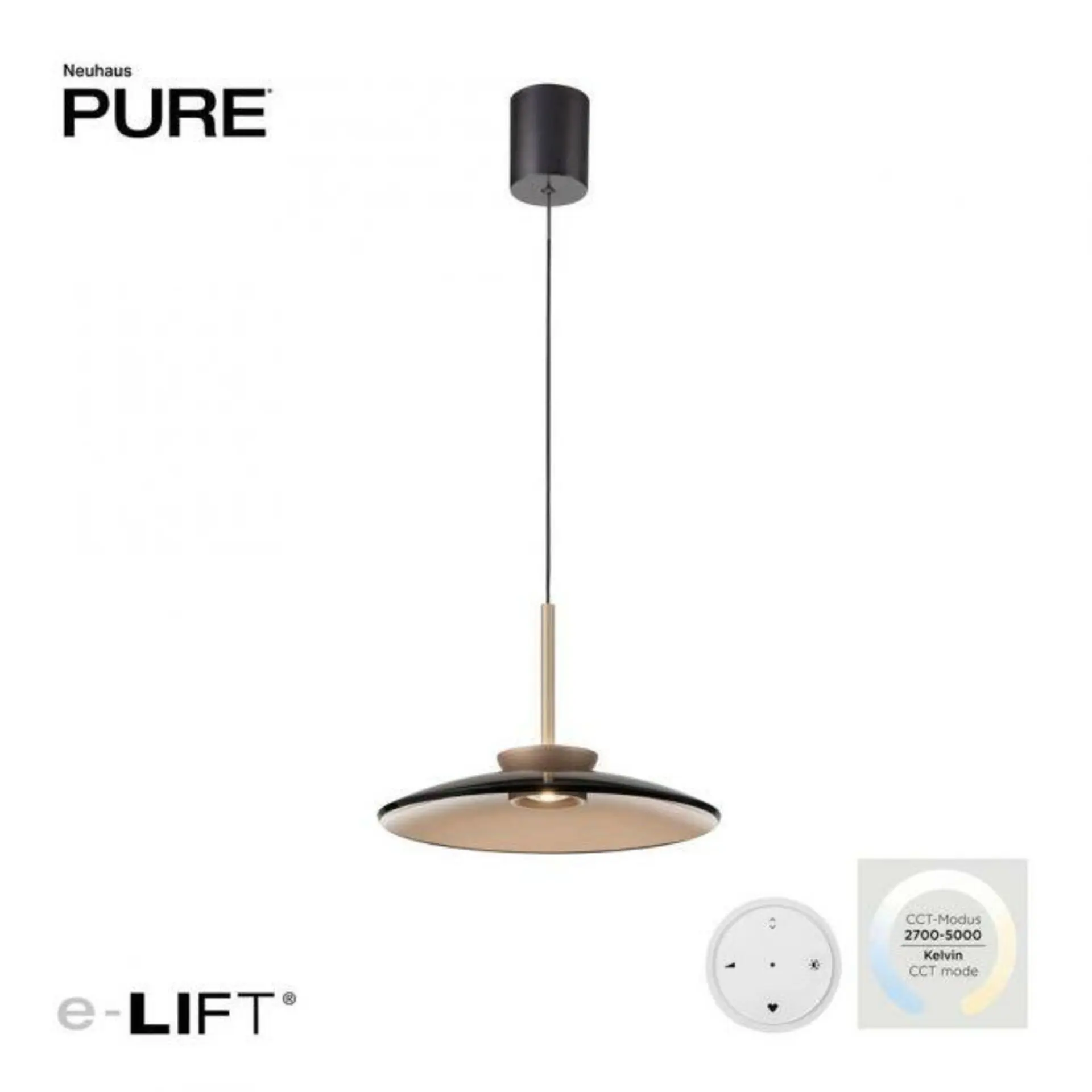 PAUL NEUHAUS Závěsné svítidlo PURE E-Moon LED 10W 2700-5000K + LED 8W 2700-5700K bronz / tmavý amber 2195-97