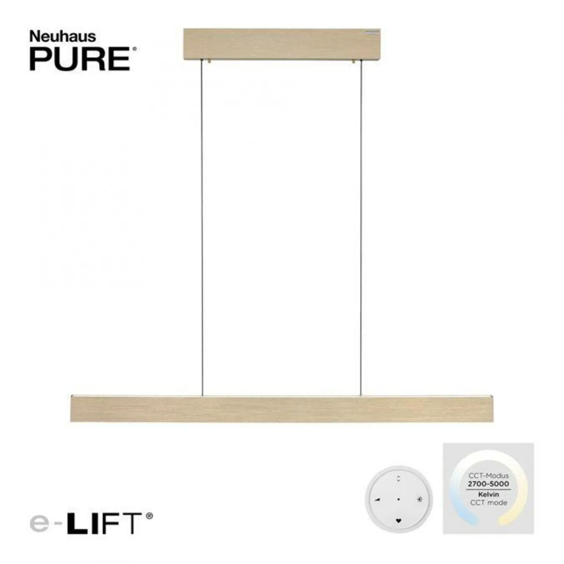 PAUL NEUHAUS LED závěsné svítidlo PURE-E-MOTION elektricky nastavitelná výška 2700-5000K zlatá imperial 2570-60