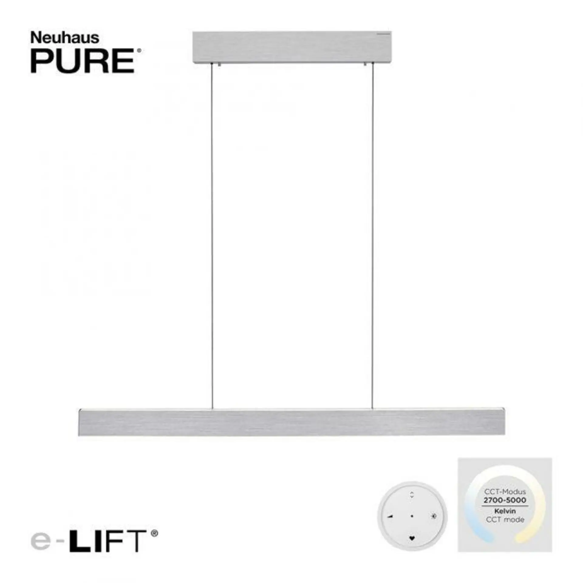 PN 2570-95 Paul Neuhaus LED závěsné svítidlo PURE-E-MOTION elektricky nastavitelná výška 2700-5000K hliník - PAUL NEUHAUS