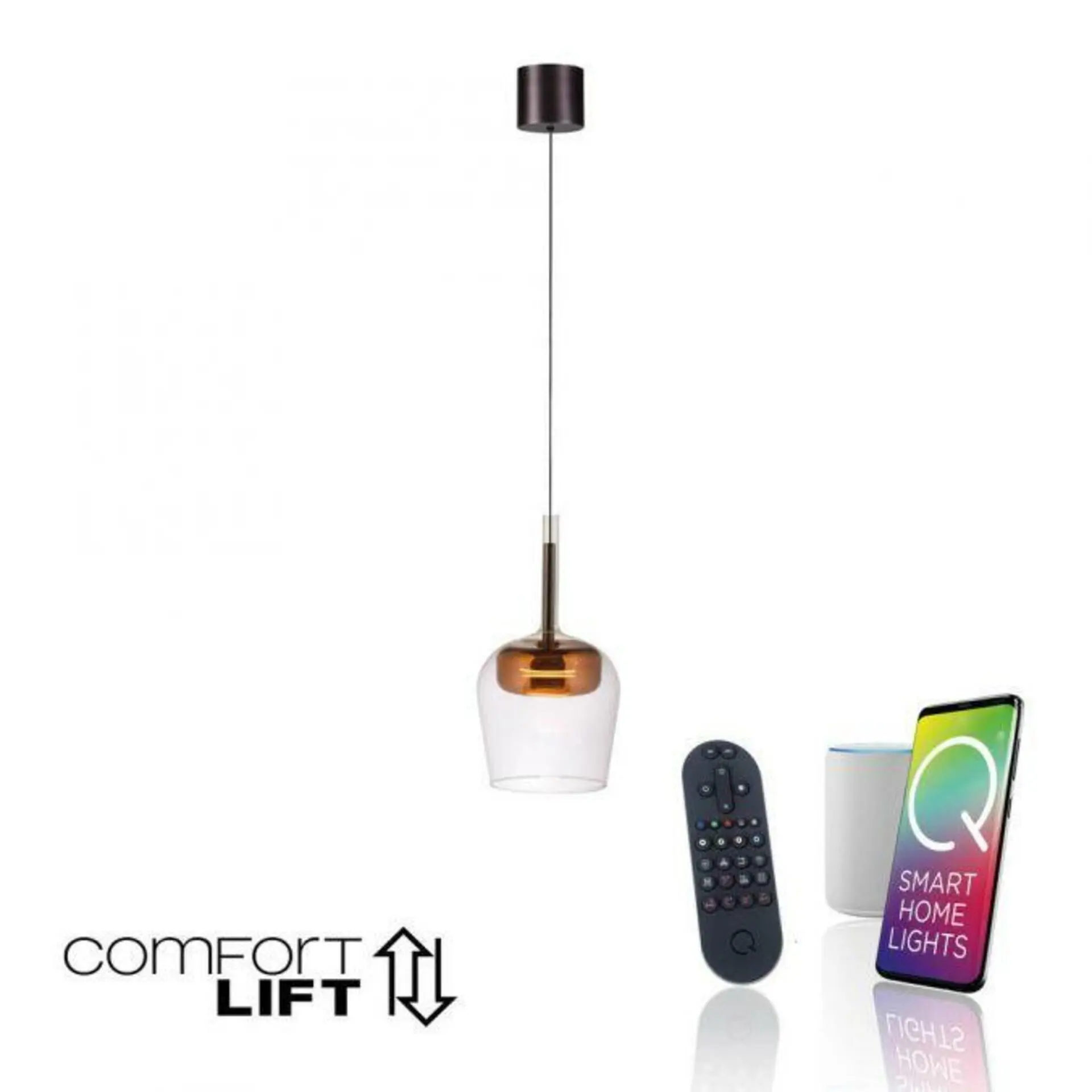 PN 2741-20 LED závěsné svítidlo Q-KON 1-ramenné měď Smart Home s aplikací ZigBee 2700-5000K - PAUL NEUHAUS