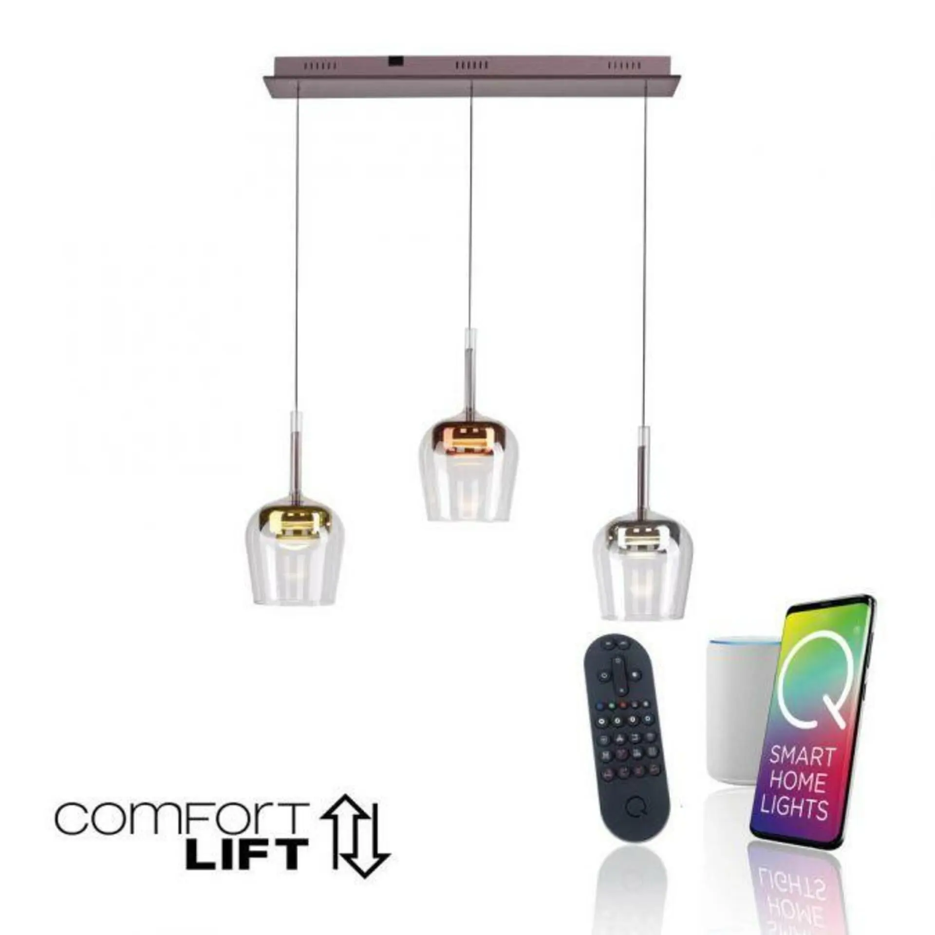 PN 2742-70 LED závěsné svítidlo Q-KON 3-ramenné vícebarevné Smart Home ZigBee 2700-5000K - PAUL NEUHAUS