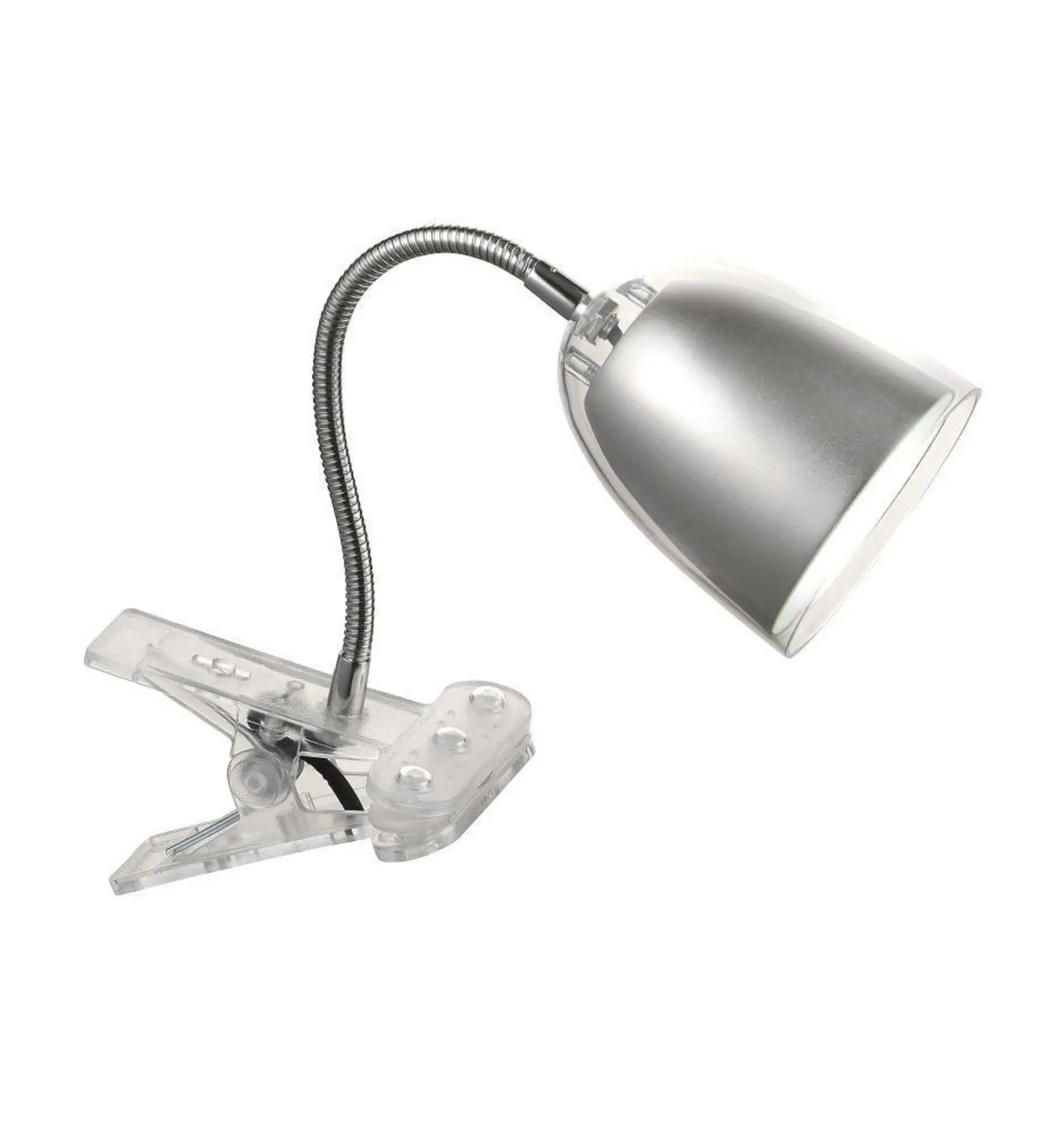 LEUCHTEN DIREKT is JUST LIGHT LED svítidlo se svorkou v oceli s nastavitelnou hlavou a teplou bílou barvou světla vč. šňůrového vypínače 3000K