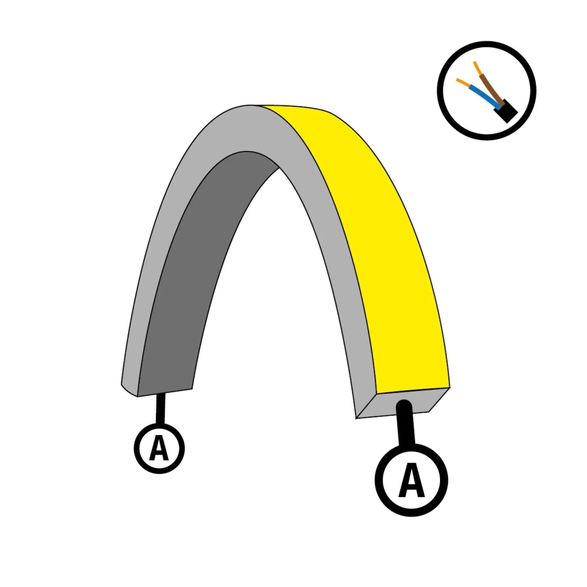 SLC napájení pro LED pásek NeonFlex 230V Top-Bend Mono kabel A