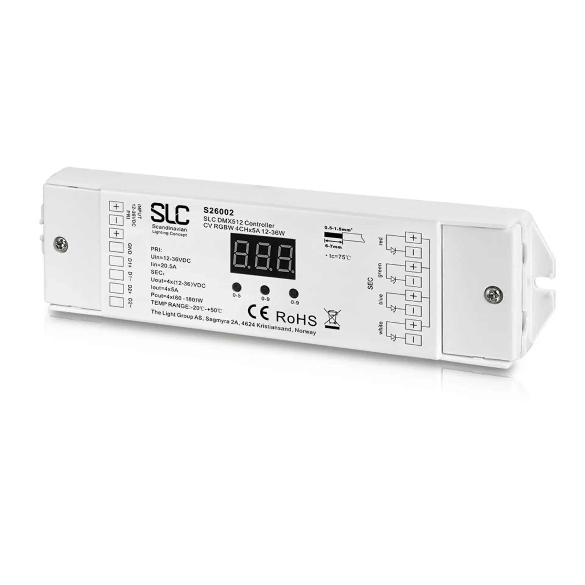 SLC Controller 4x5A 480W DMX_512 IP20