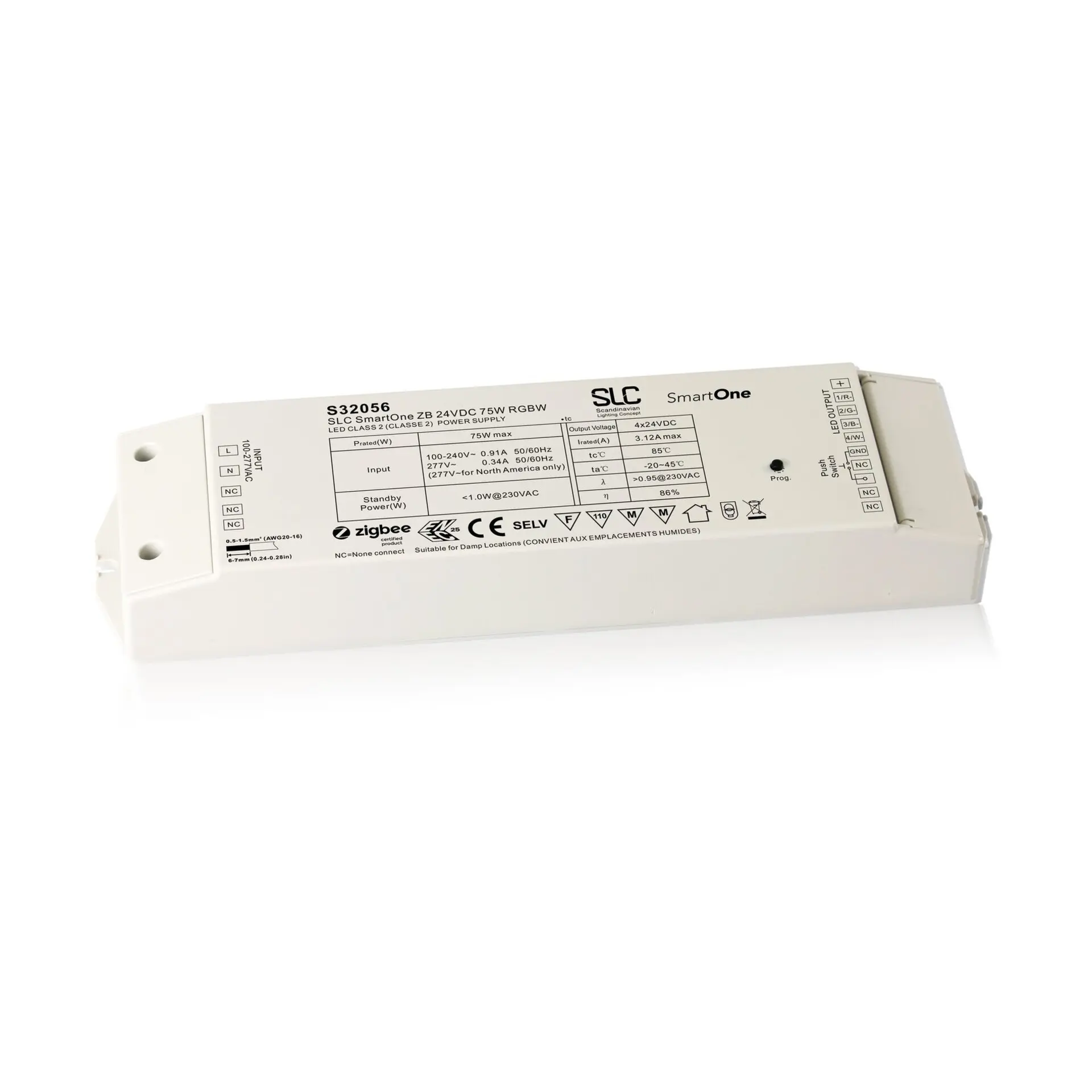 SLC SmartOne Driver 24V RGBW 75W Zigbee /PushDim IP20