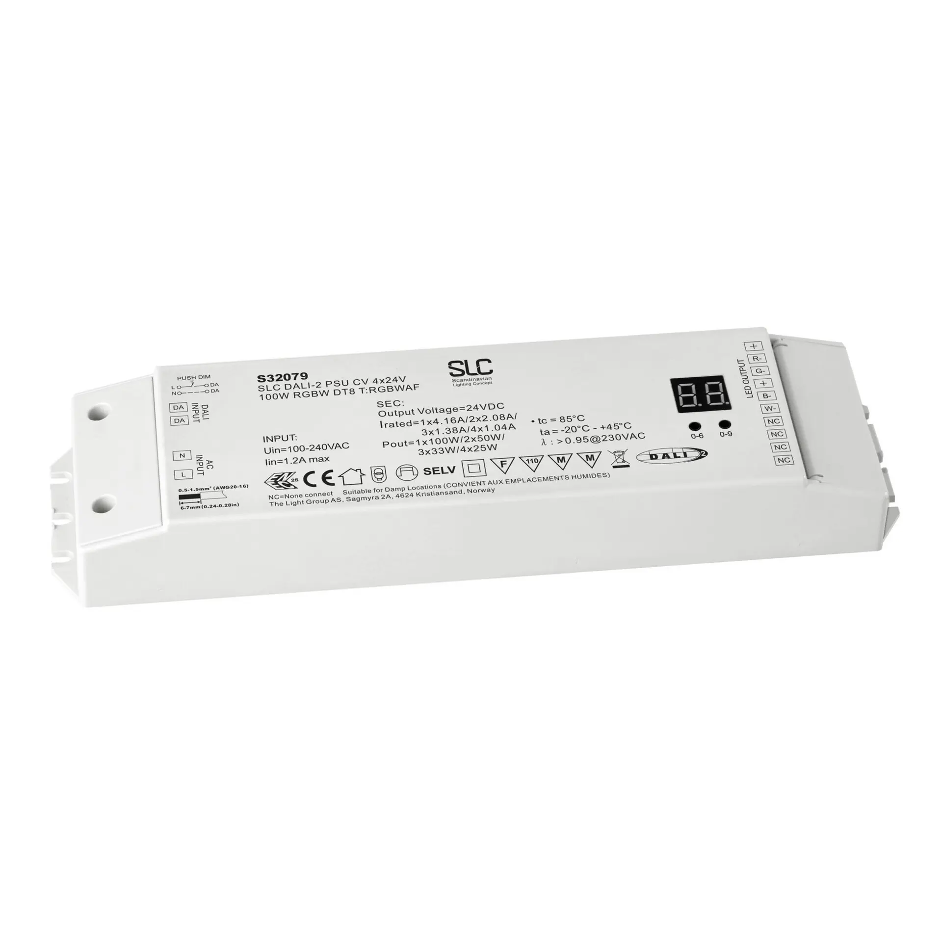 SLC Driver 24V 4CH RGB/RGBW 100W DALI IP20