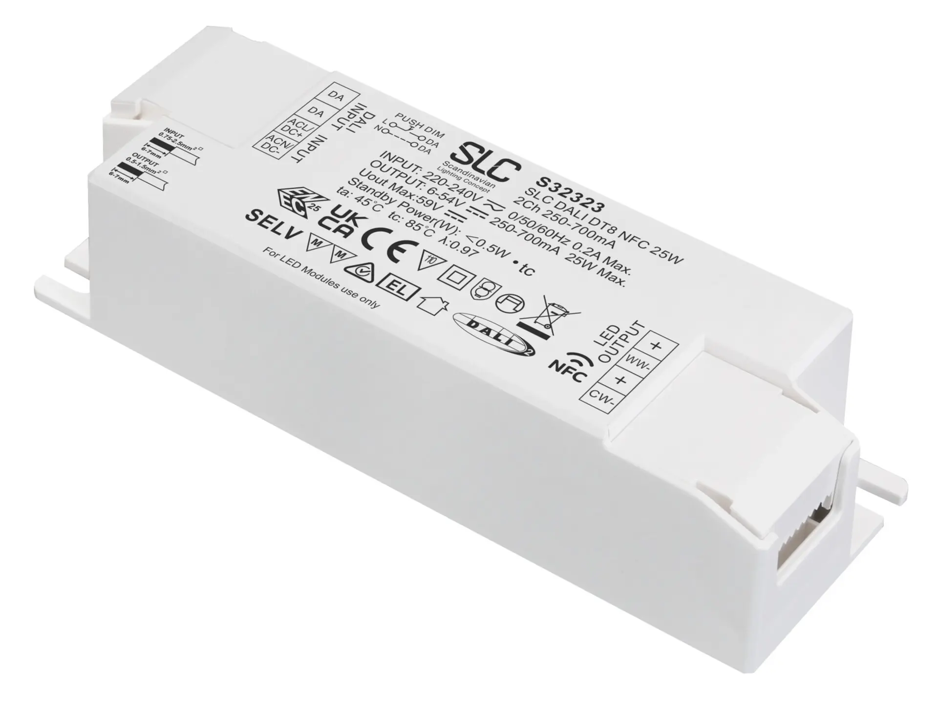 SLC Driver NFC 2Ch 250-700mA QA3 25W DALI
