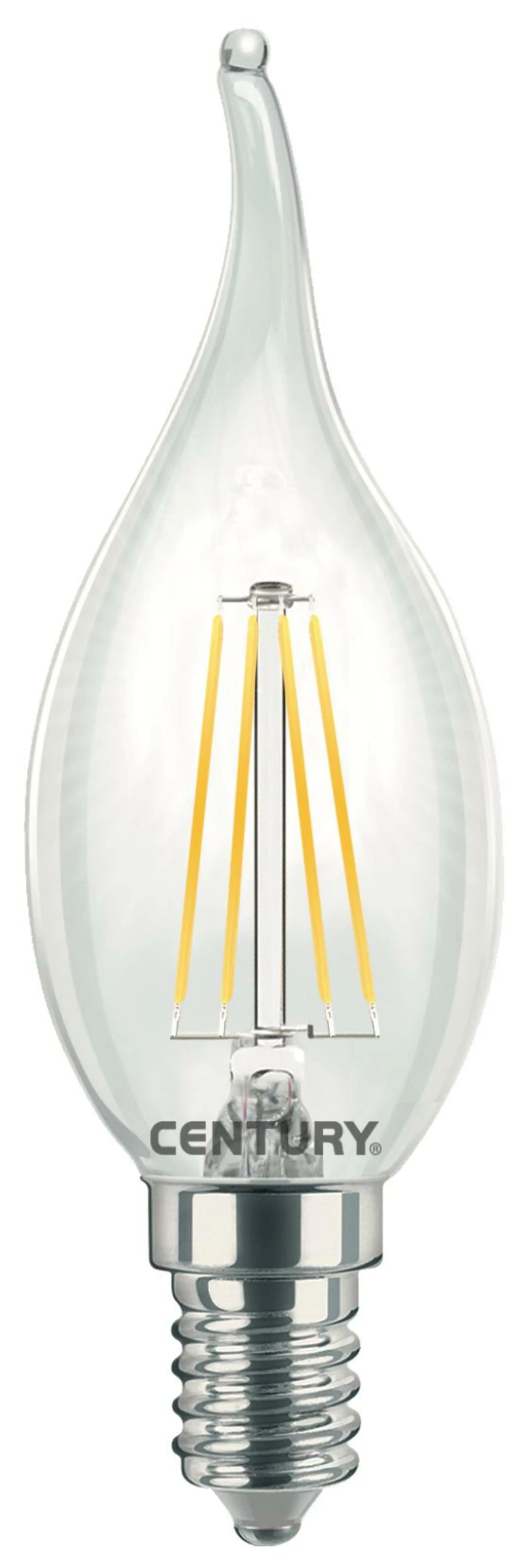 CEN INM1C-041440 LED FILAMENT SVÍČKA PLAMEN ČIRÁ 4W E14 4000K 470Lm 360d 35x118mm IP20 - CENTURY