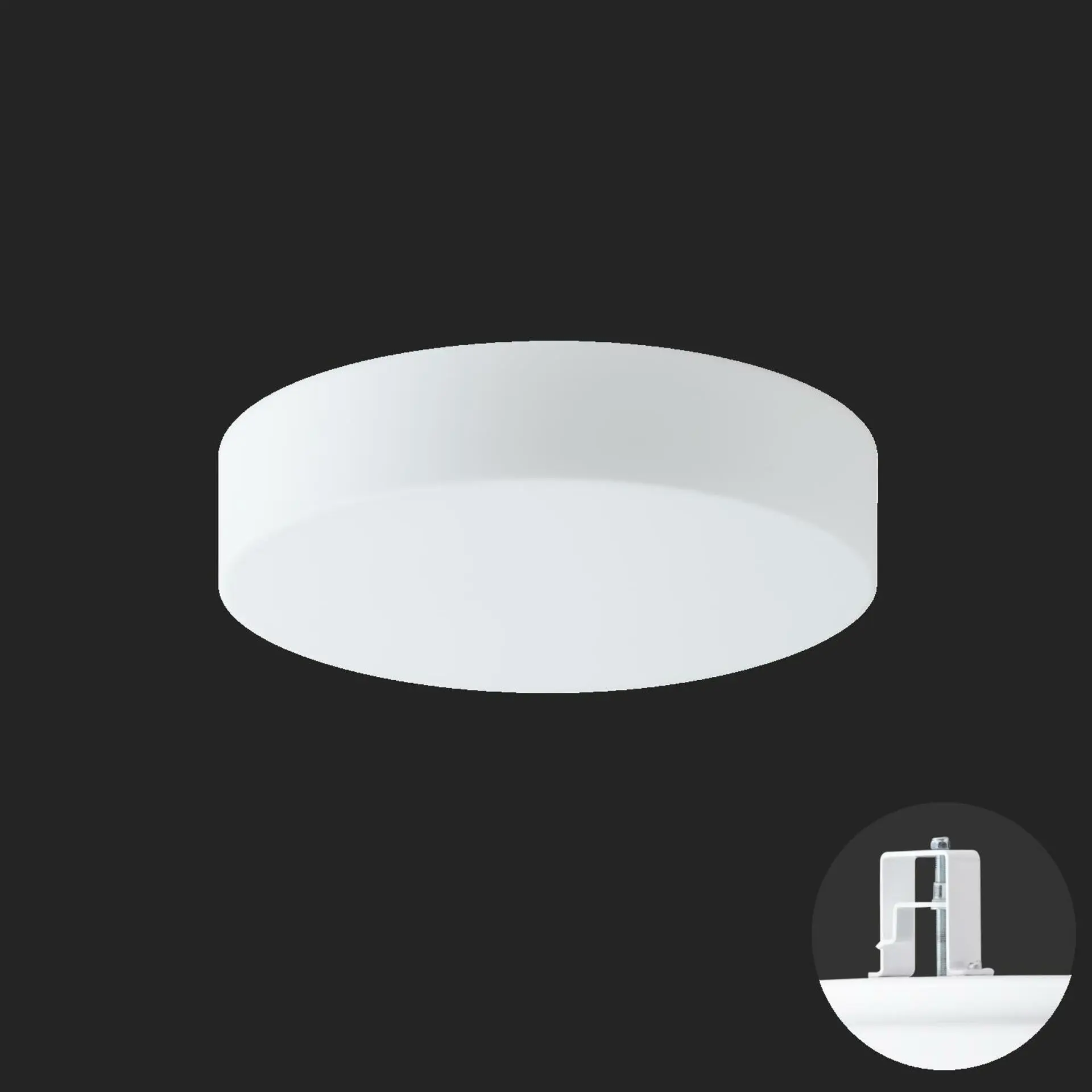 OSMONT ELS59389 ELSA V2 stropní/nástěnné skleněné polovestavné svítidlo bílá IP44 3000 K 15W LED nouzové kombinované 3 h