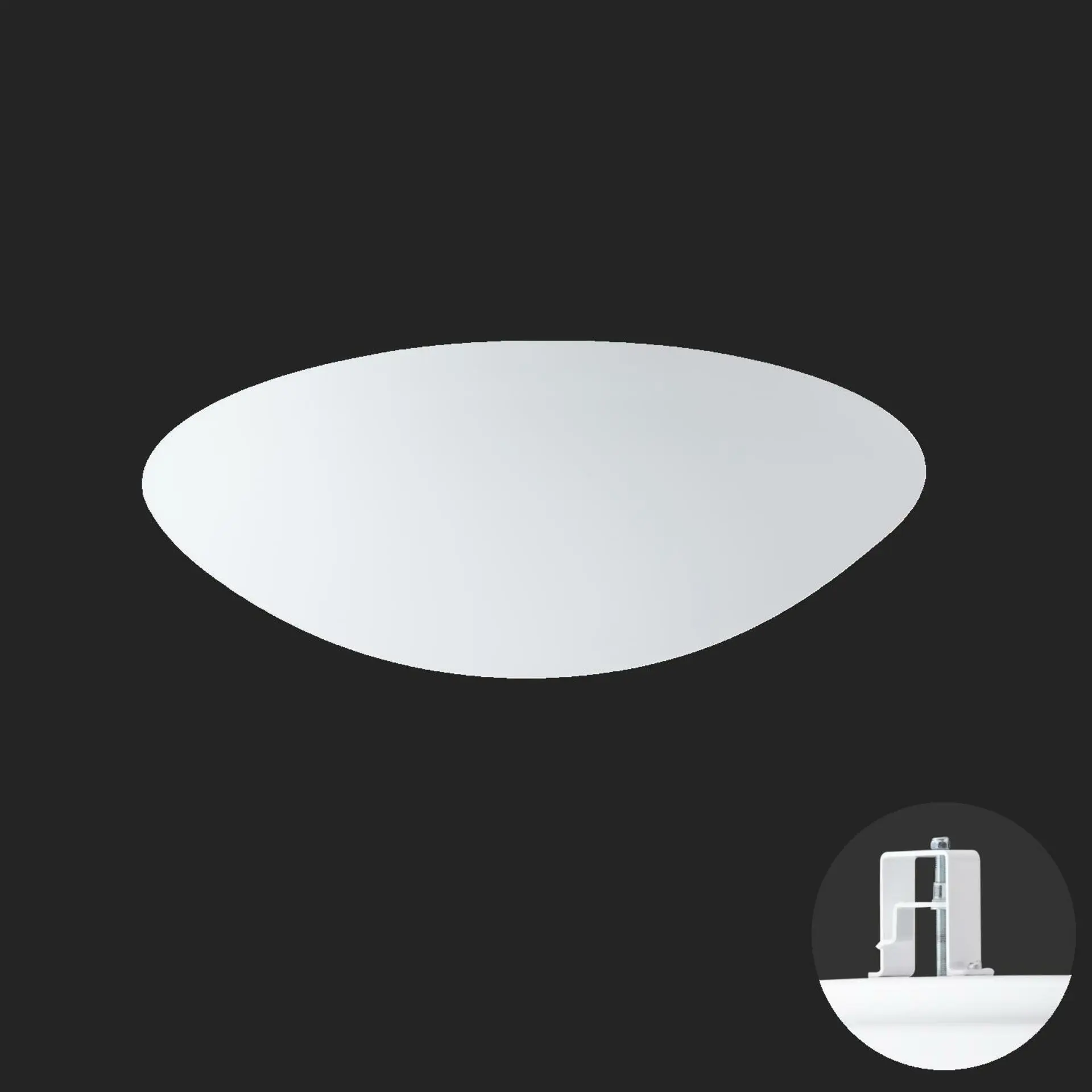 OSMONT AUR59870 AURA V5 stropní/nástěnné skleněné polovestavné svítidlo bílá IP44 4000 K 33W LED nouzové kombinované 3 h