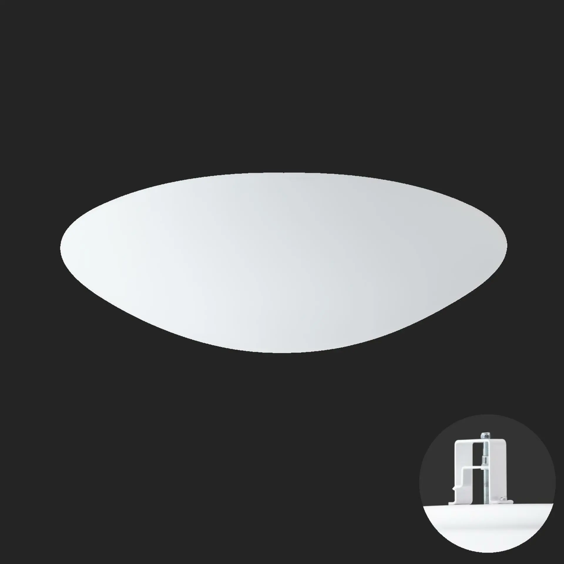 OSMONT AUR59878 AURA V9 stropní/nástěnné skleněné polovestavné svítidlo bílá IP44 4000 K 52W LED nouzové kombinované 3 h