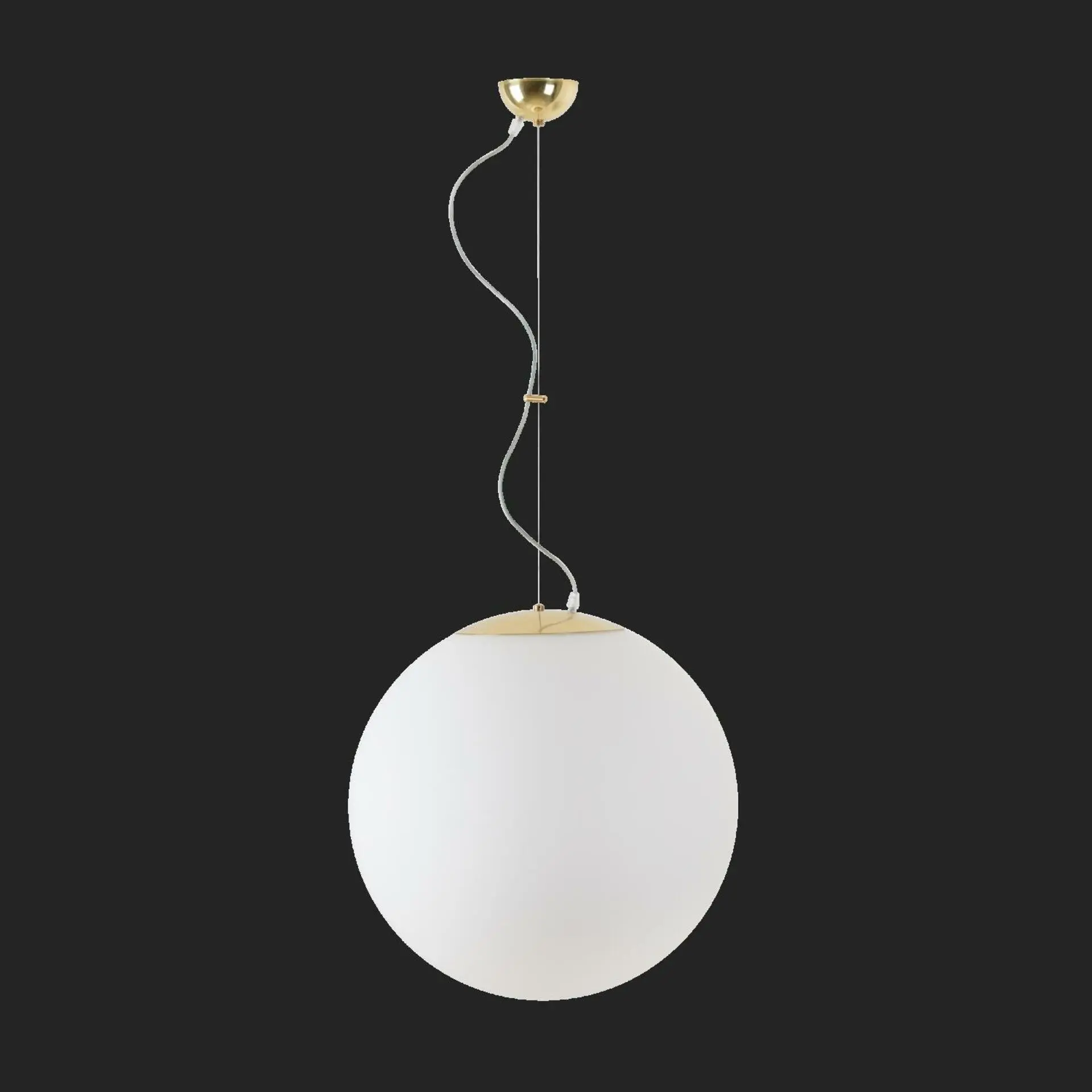 OSMONT ADR60798 ADRIA L4 závěsné skleněné svítidlo mosaz leštěná / bílá IP40 4000 K 41W LED nouzové kombinované 3 h