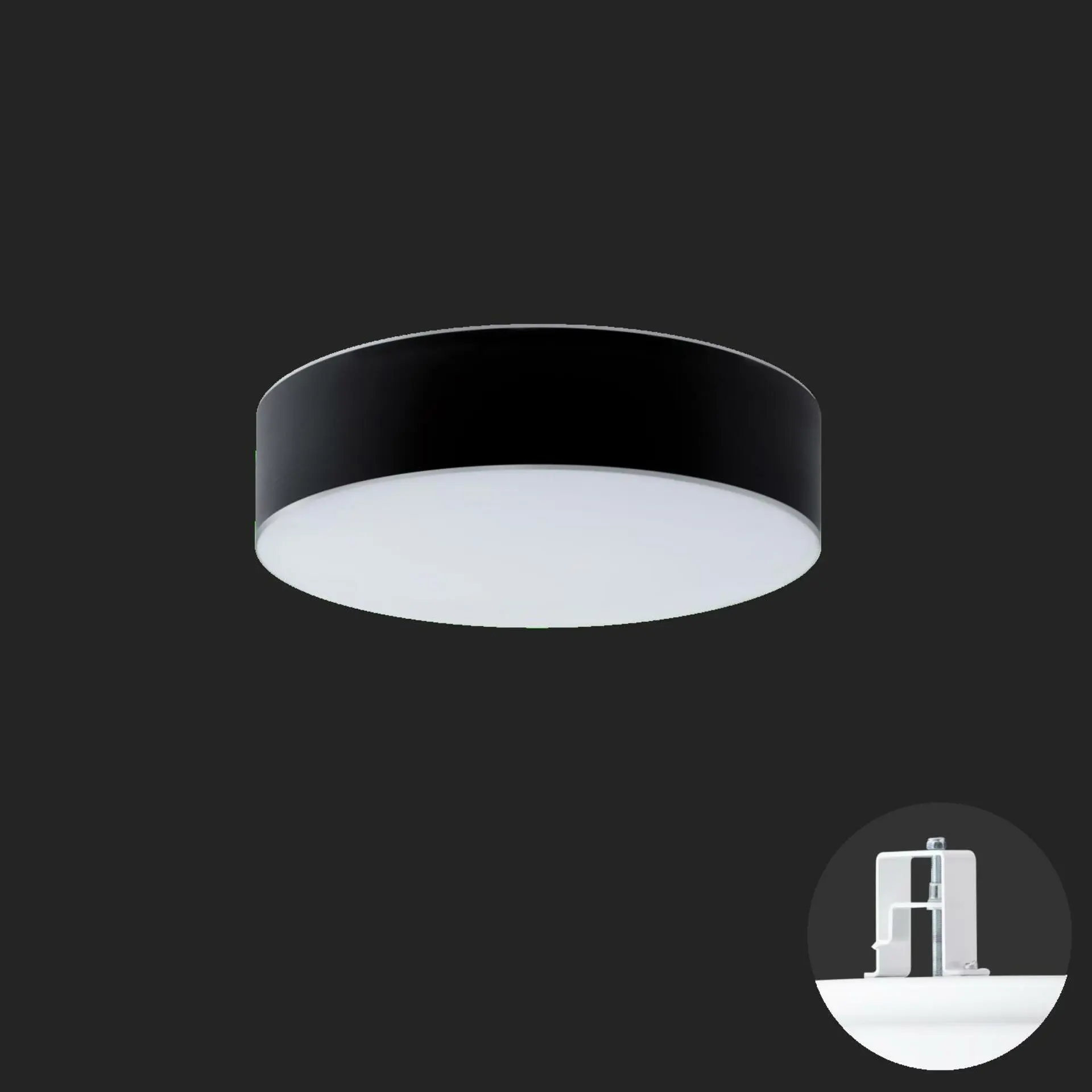 OSMONT ERI67153 ERIS CV3 stropní/nástěnné skleněné polovestavné svítidlo bílá / bílo - černá IP44 3000 K 33W LED nouzové kombinované 3 h