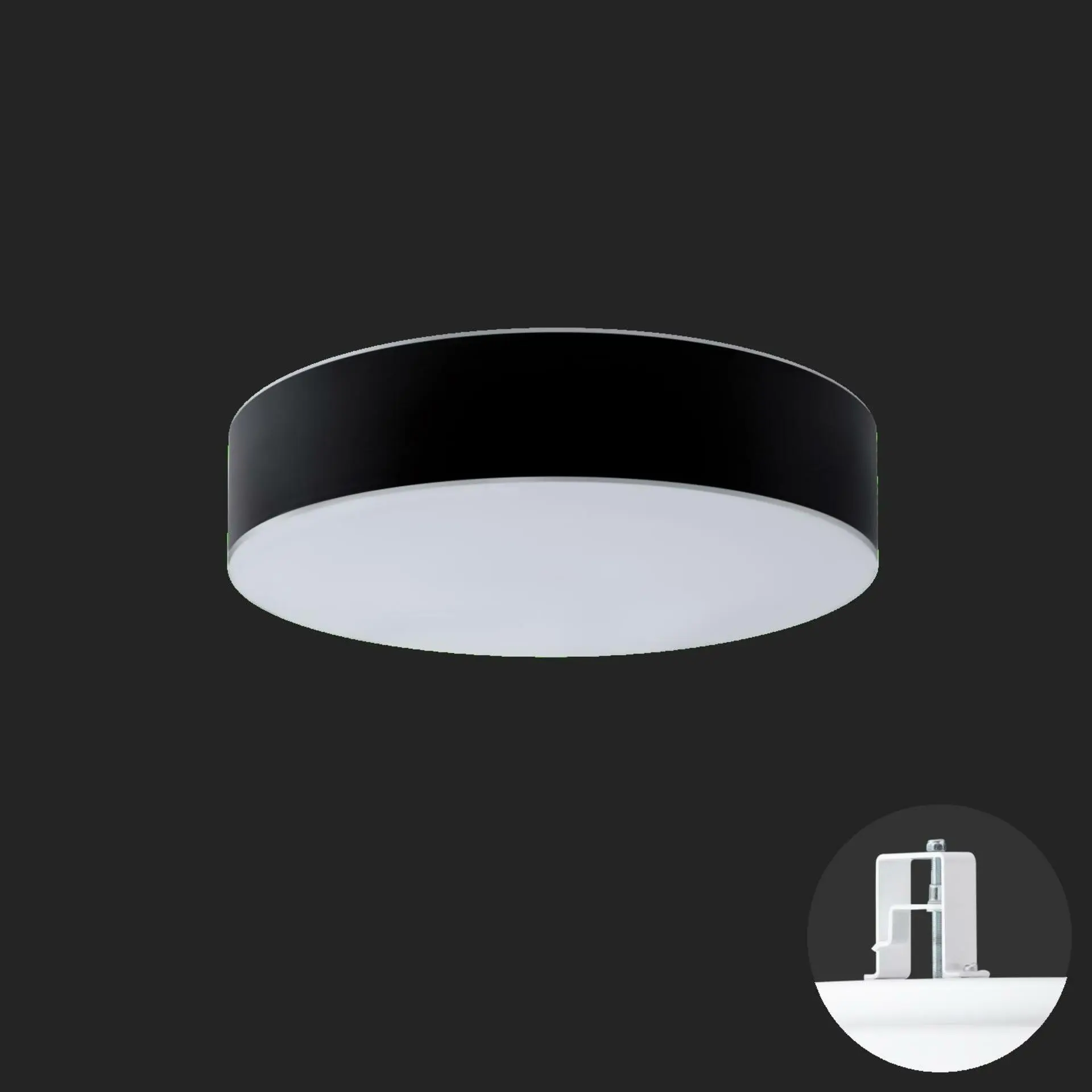 OSMONT ERI67163 ERIS CV4 stropní/nástěnné skleněné polovestavné svítidlo bílá / bílo - černá IP44 3000 K 35W LED nouzové kombinované 3 h