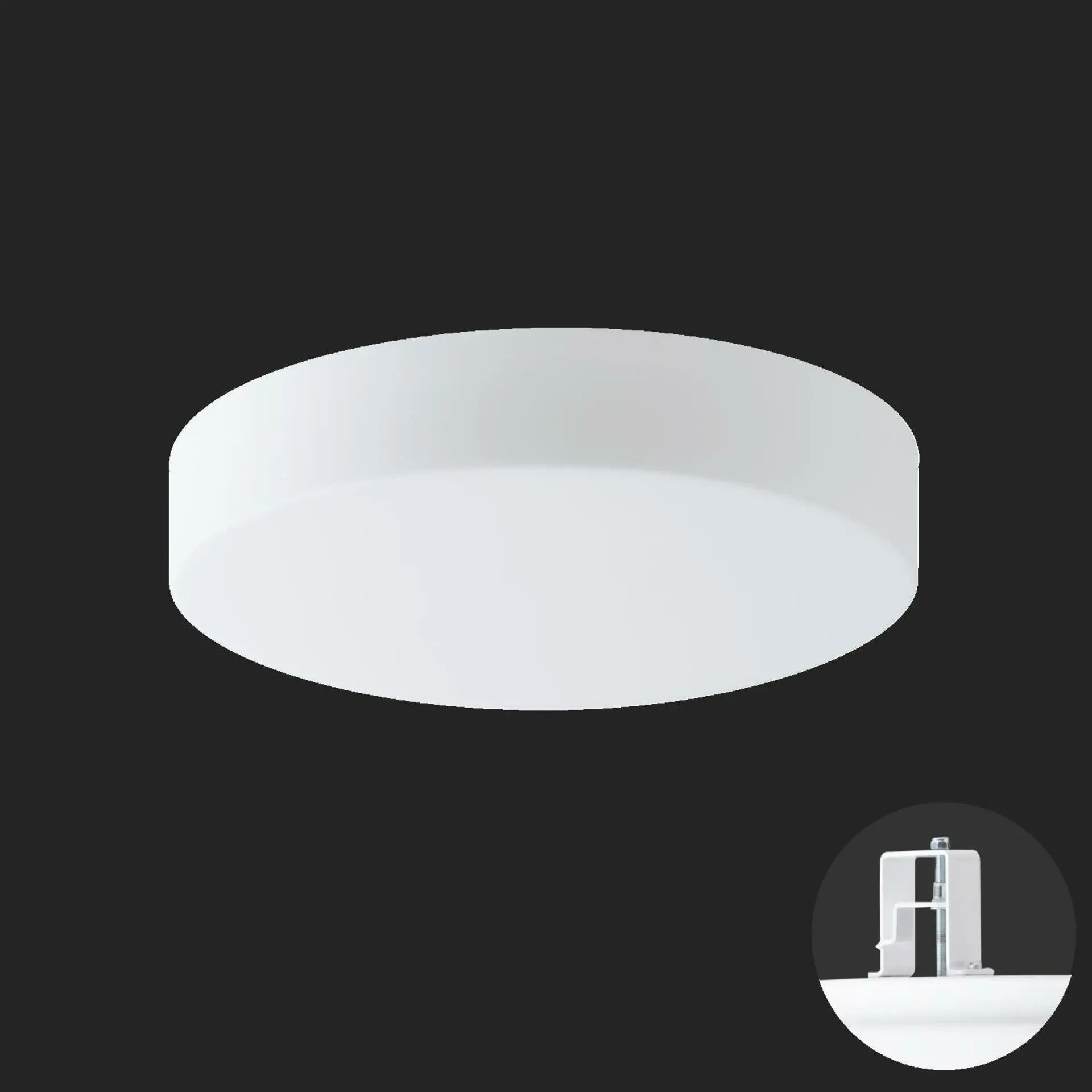 OSMONT ELS68123 ELSA V3 stropní/nástěnné skleněné polovestavné svítidlo bílá IP44 3000 K 14W LED nouzové kombinované 3 h