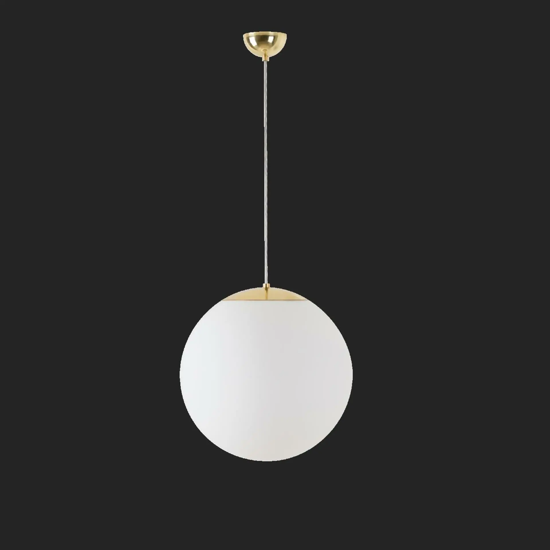 OSMONT ADR68342 ADRIA S3 závěsné skleněné svítidlo mosaz leštěná / bílá IP40 3000 K 27W LED nouzové kombinované 1 h