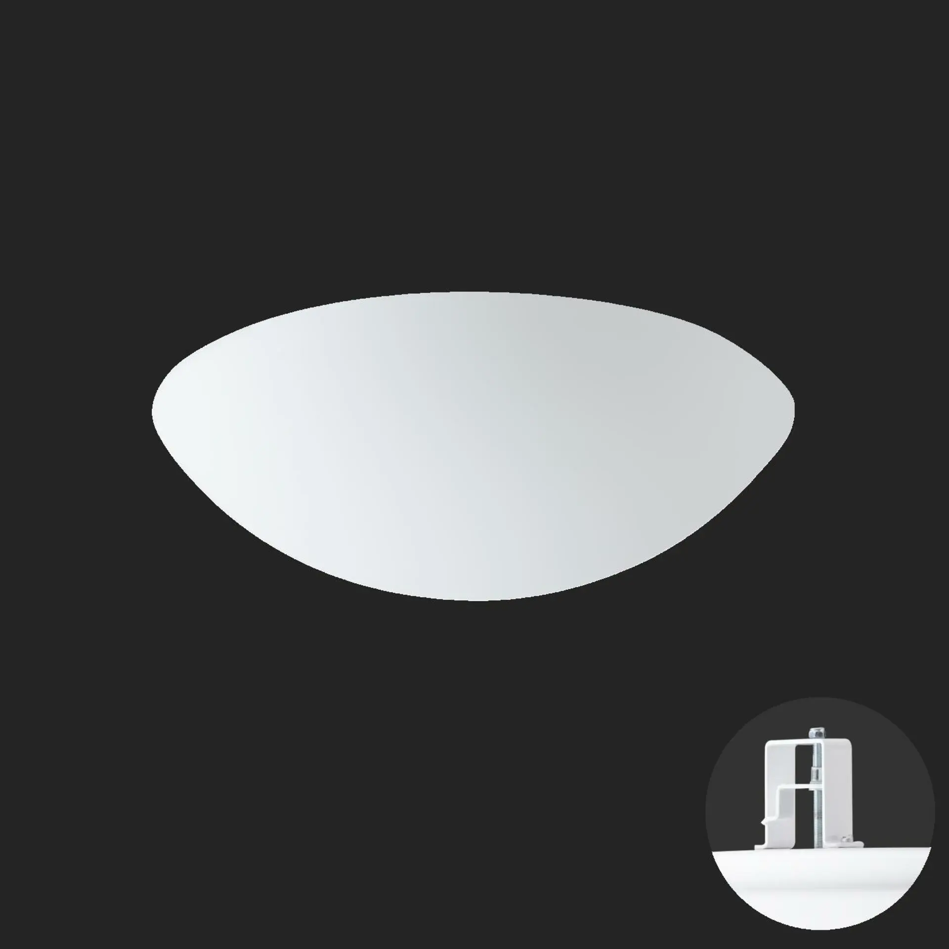 OSMONT AUR68606 AURA V10 stropní/nástěnné skleněné polovestavné svítidlo bílá IP44 4000 K 20W LED HF nouzové kombinované 3 h