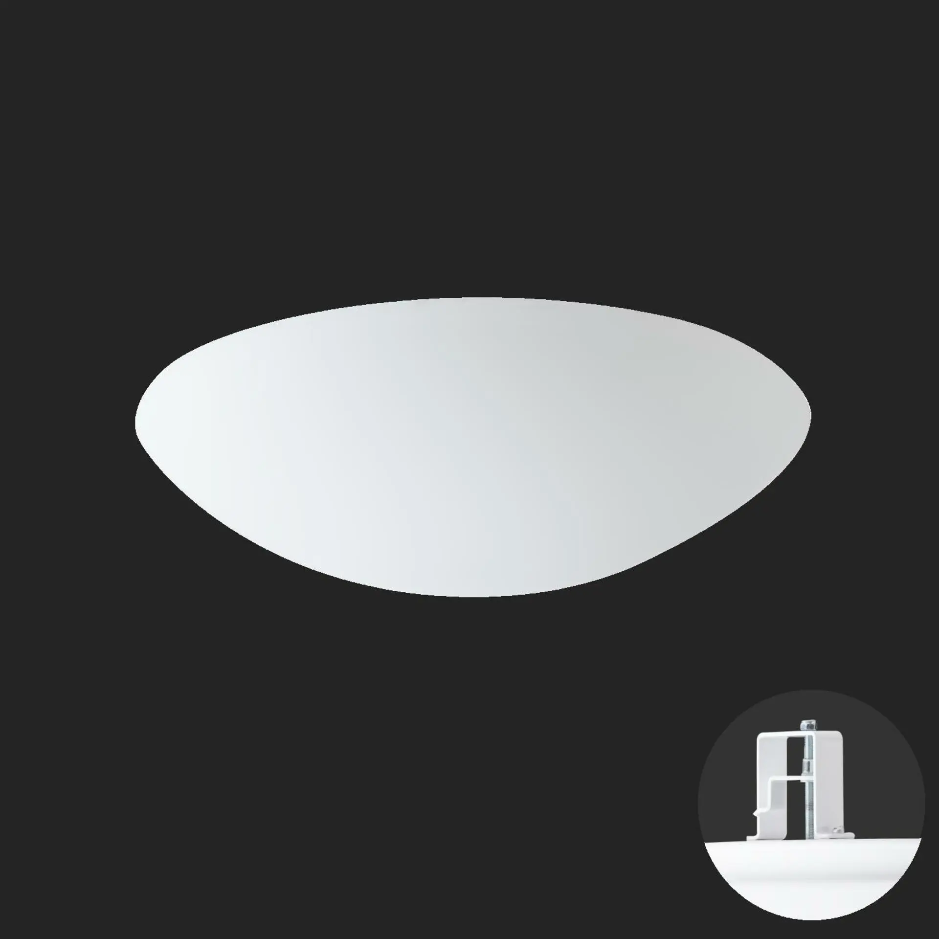 OSMONT AUR68612 AURA V11 stropní/nástěnné skleněné polovestavné svítidlo bílá IP44 4000 K 19W LED HF nouzové kombinované 3 h