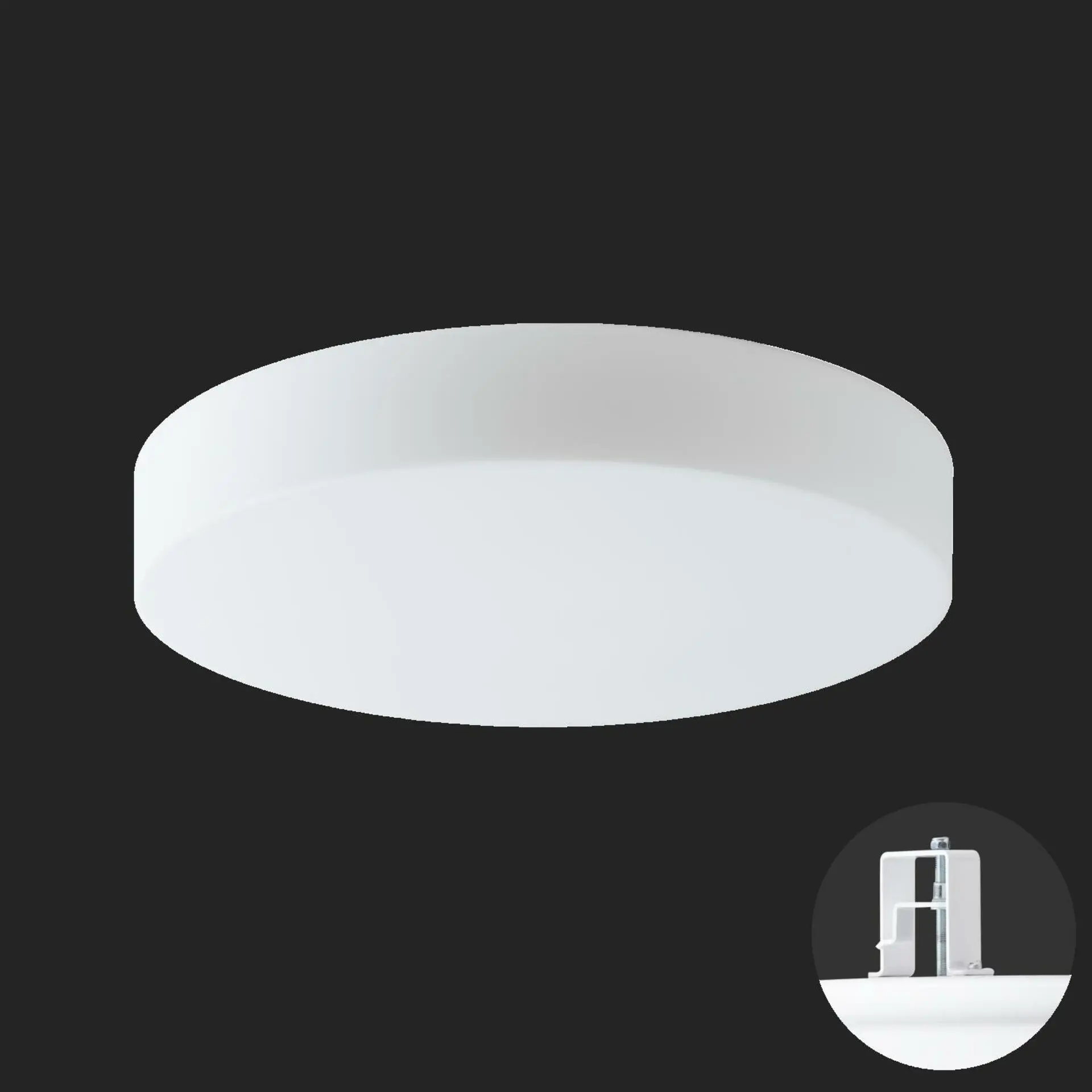 OSMONT ELS68641 ELSA V4 stropní/nástěnné skleněné polovestavné svítidlo bílá IP44 4000 K 27W LED nouzové kombinované 3 h