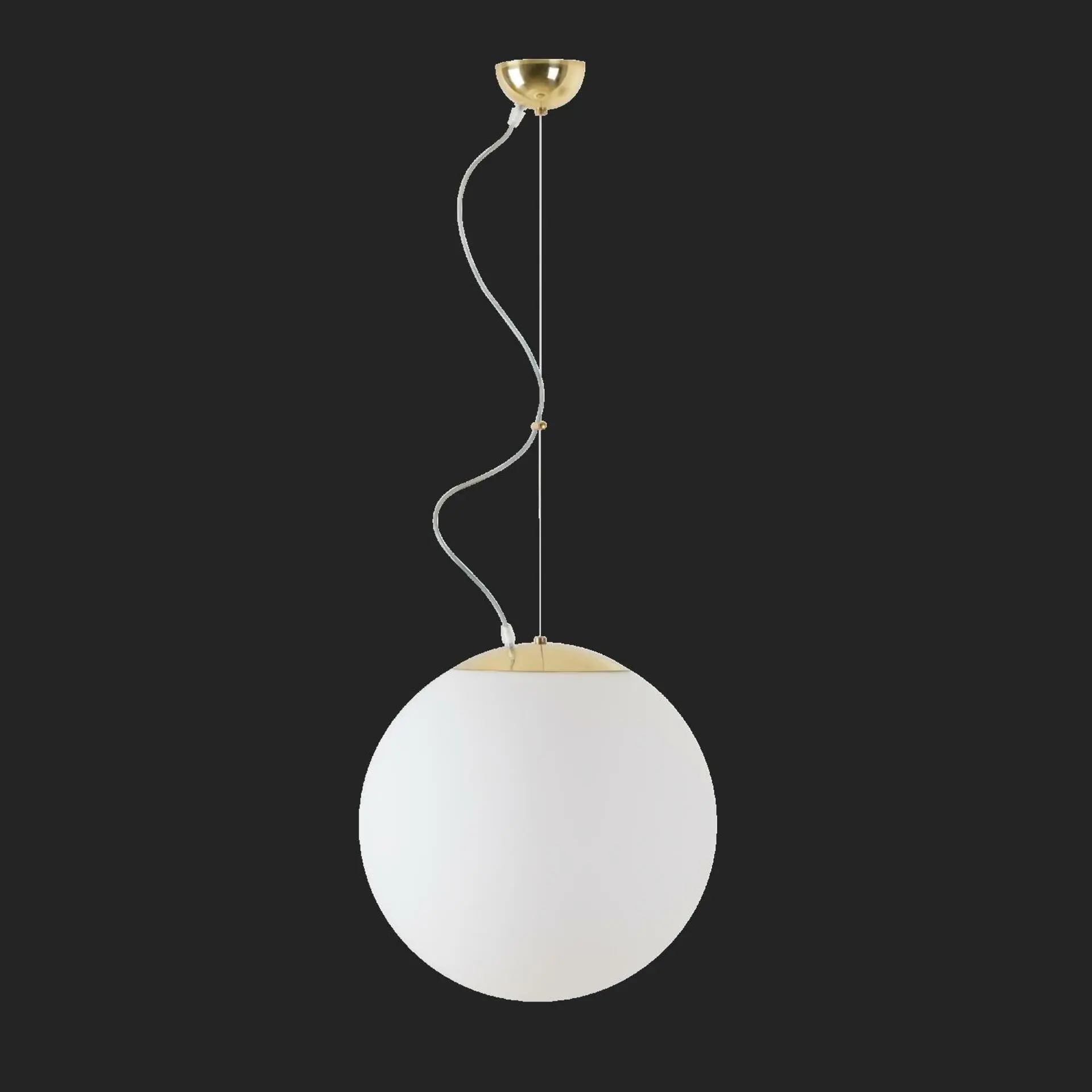OSMONT ADR68834 ADRIA L3 závěsné skleněné svítidlo mosaz leštěná / bílá IP40 4000 K 27W LED nouzové kombinované 1 h