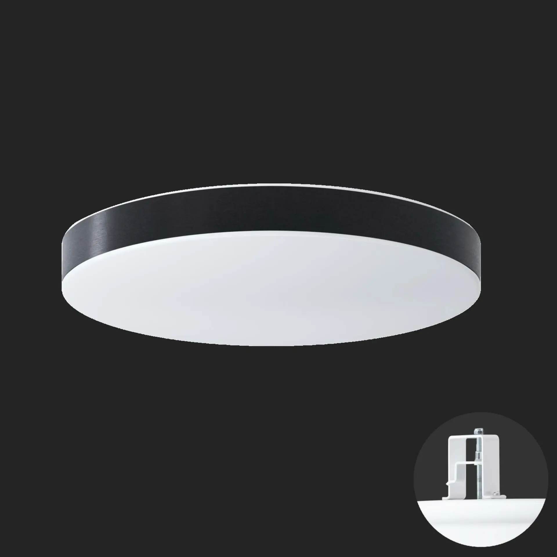 OSMONT DEL69382 DELIA CV3 stropní/nástěnné plastové polovestavné svítidlo bílá / bílo - černá IP44 3000 K 49W LED nouzové kombinované 3 h