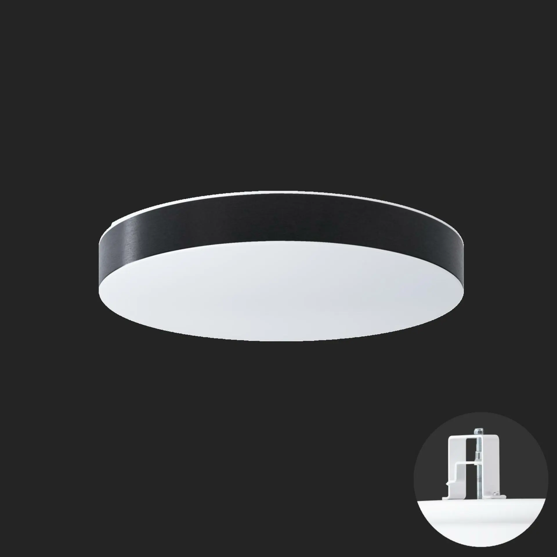 OSMONT DEL69870 DELIA CV2 stropní/nástěnné plastové polovestavné svítidlo bílá / bílo - černá IP44 4000 K 27W LED HF nouzové kombinované 3 h