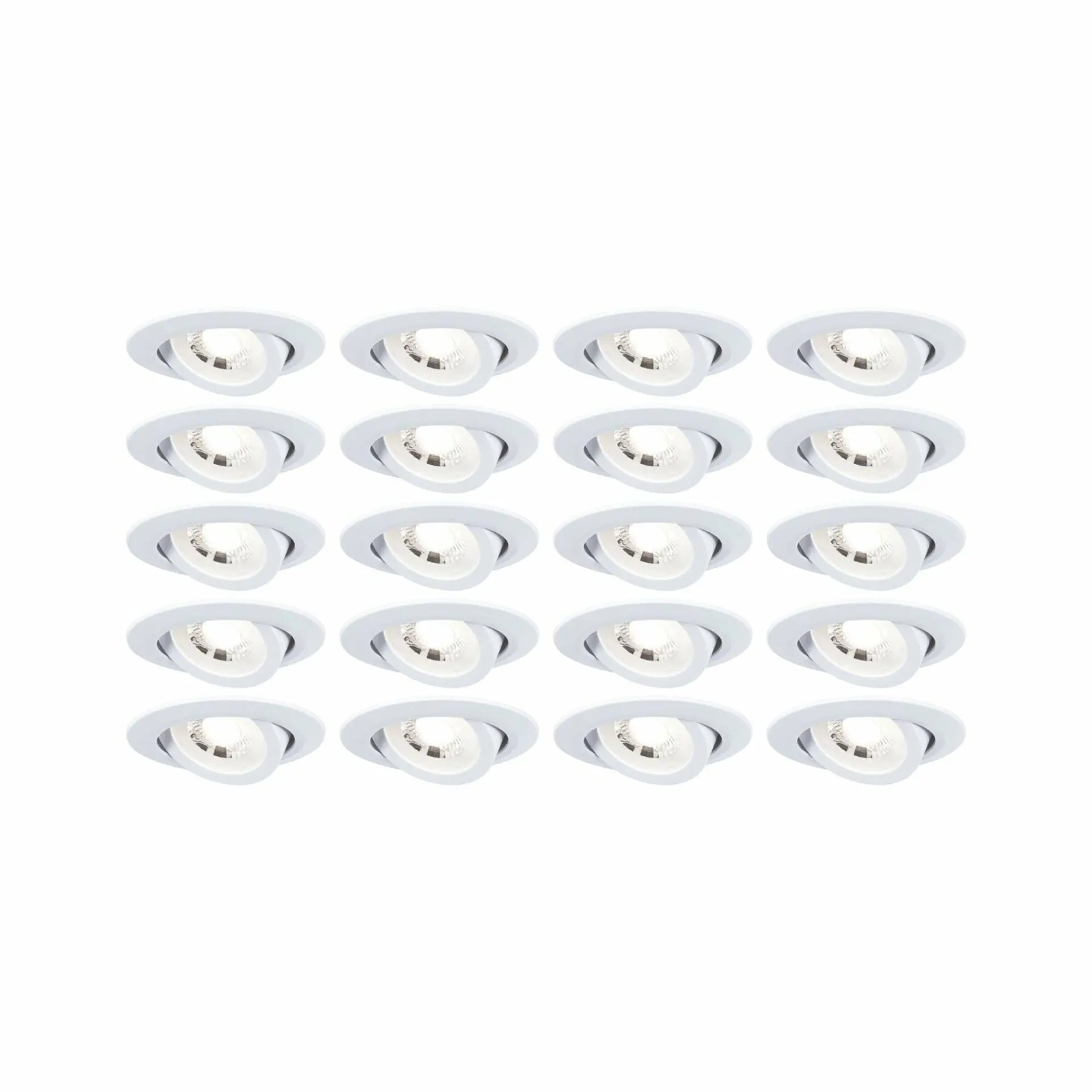 PAULMANN LED vestavné svítidlo 20ks-sada výklopné kruhové 82mm 70° 20x4,8W 230V 3000K bílá mat