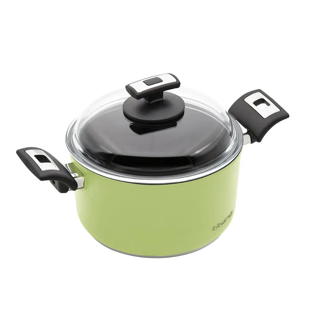 Top Alulit Indukční titanový hrnec ø 20 cm x 11 cm / 3.0 l s poklicí, světle zelený