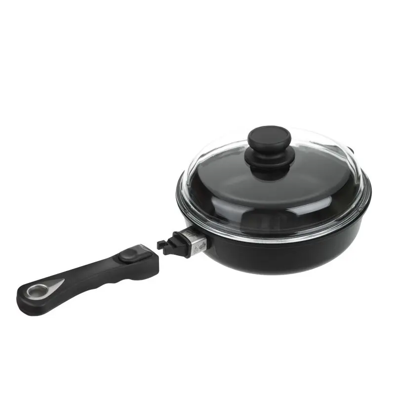 AMT Gastroguss Indukční titanová pánev ø 26 cm x 7 cm s odnímatelnou rukojetí a s poklicí