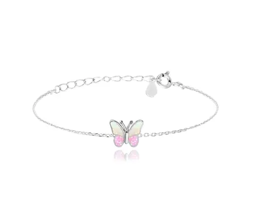 Dětský stříbrný opálový náramek s motýlkem 14-17 cm JMAD0040PB14