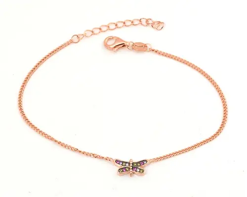 Dámský stříbrný pozlacený náramek motýlek 17-20 cm STNA0641F