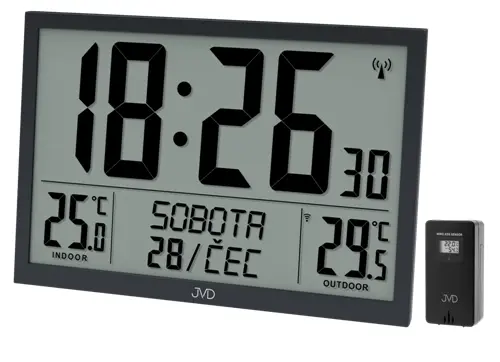 Rádiem řízené digitální hodiny s venkovním teploměrem JVD RB9412.1 + dárek zdarma