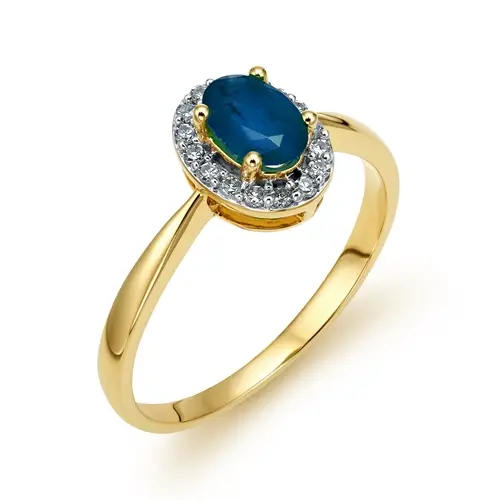 Zlatý prsten se safírem a diamanty L'Amour Diamonds JR10369SAPY + dárek zdarma