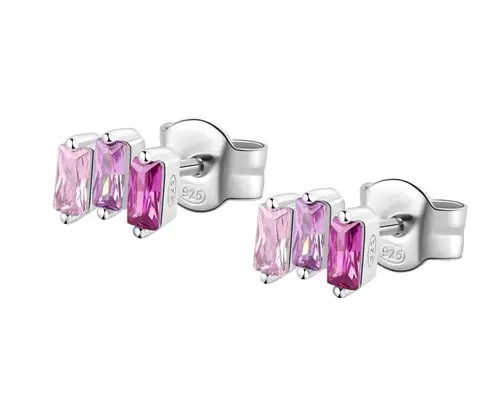 Stříbrné náušnice pecičky s růžovými zirkony Brosway Fancy Vibrant Pink FVP06 pár