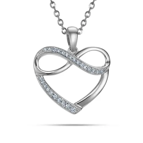Přívěšek z bílého zlata srdíčko s nekonečnem s diamanty L'Amour Diamonds JP7013W + dárek zdarma