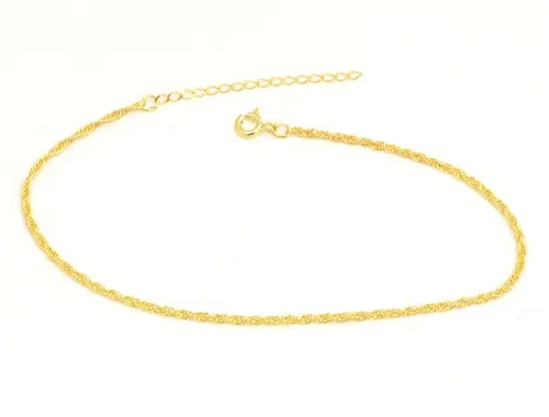Dámský stříbrný pozlacený náramek valis na nohu 22-26cm STNA0815F