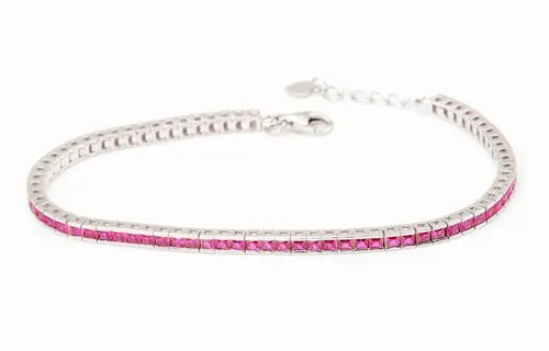 Dámský stříbrný náramek s růžovými zirkony 18-20 cm STNA0847F + dárek zdarma