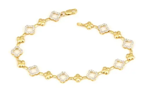 Luxusní zlatý diamantový náramek se čtyřlístky L'Amour Diamonds FB3488Y + dárek zdarma