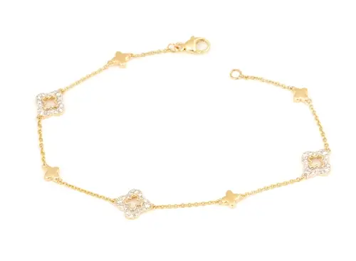 Luxusní zlatý diamantový náramek se čtyřlístky L'amour Diamonds RB3907Y + dárek zdarma