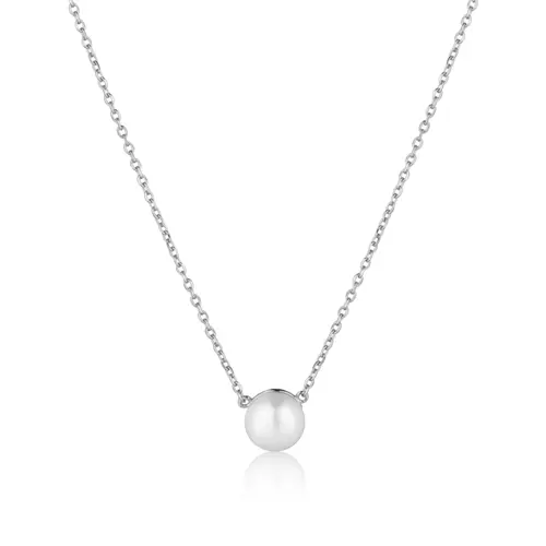 Stříbrný náhrdelník s bílou perlou 45-50 cm SVLN0653XD2P1